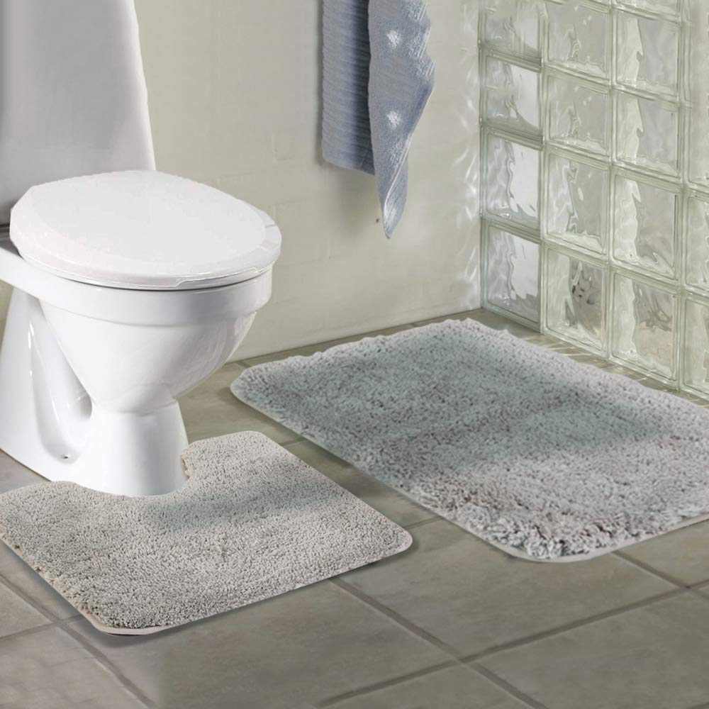 Shaggy 2 Piece Bath Rug Sets 20 x 24 Non Slip,Machine Wash/Dry Plush Absorbent Bath Mats for Bathroom