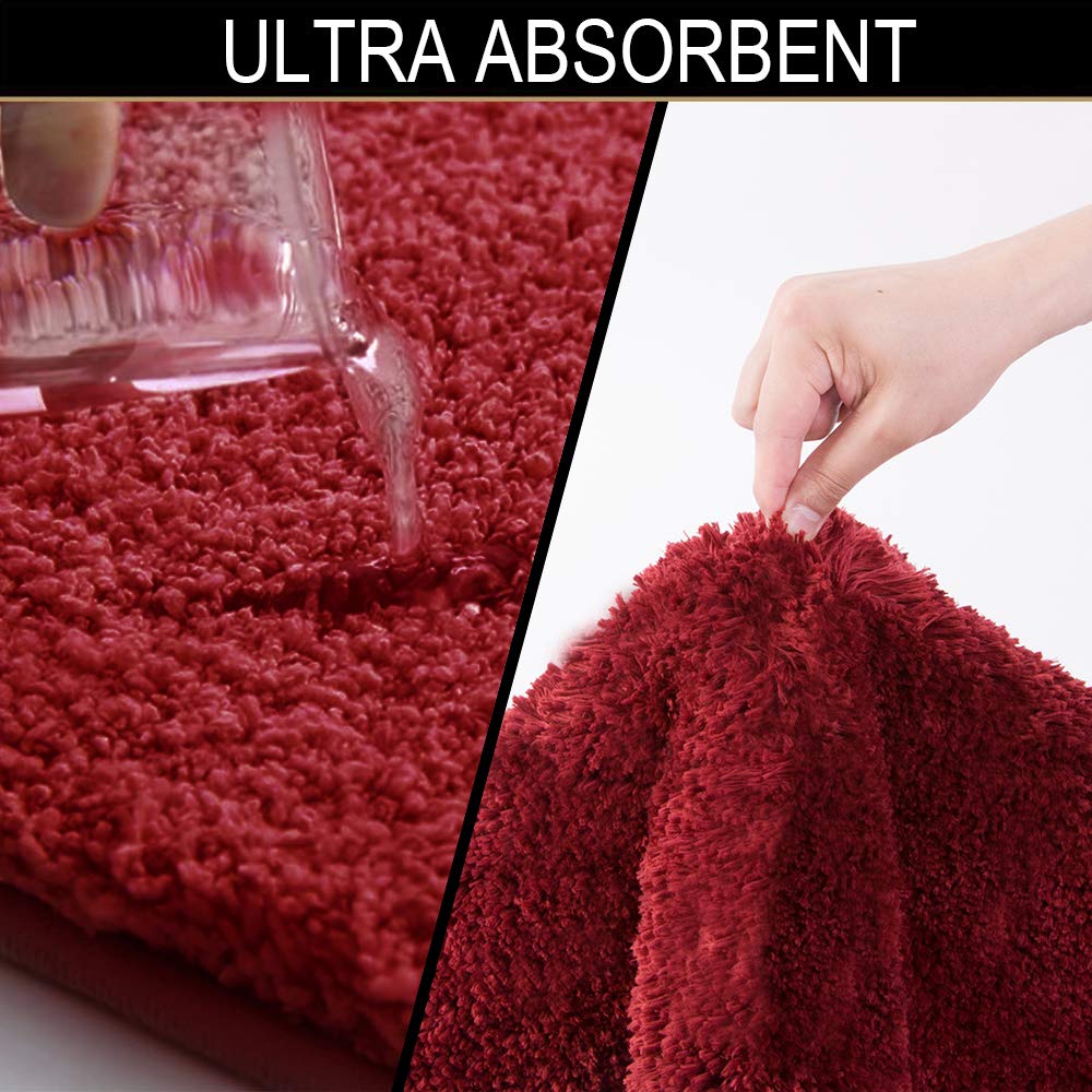 Shaggy 2 Piece Bath Rug Sets 20 x 24 Non Slip,Machine Wash/Dry Plush Absorbent Bath Mats for Bathroom