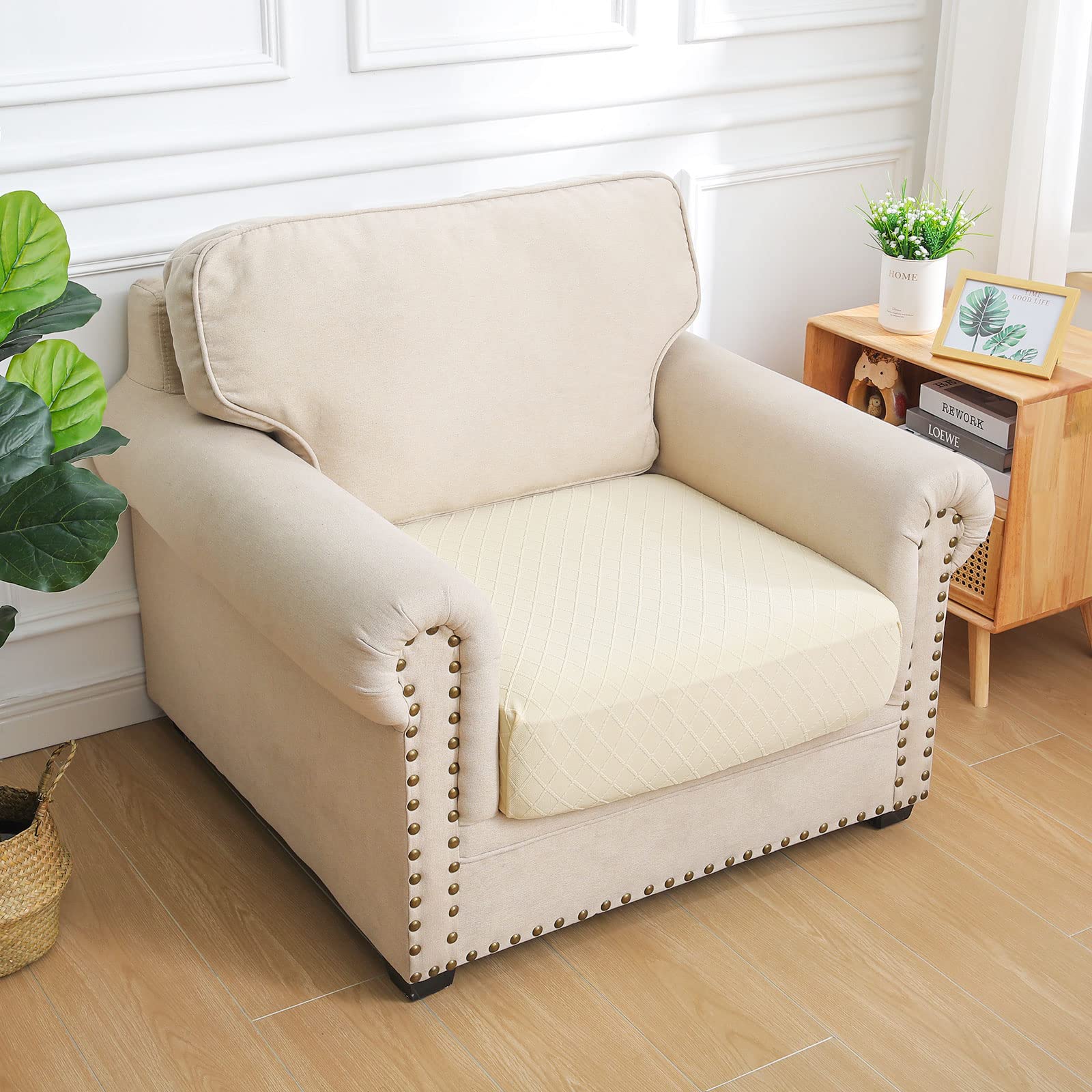 Jacquard Couch Cushion Covers, Magic Sofa Covers Washable, Stretch Couch Covers for 3 Cushion Couch, Diamond Lattice, Thick Sofa Couch Covers for Sectional Sofa