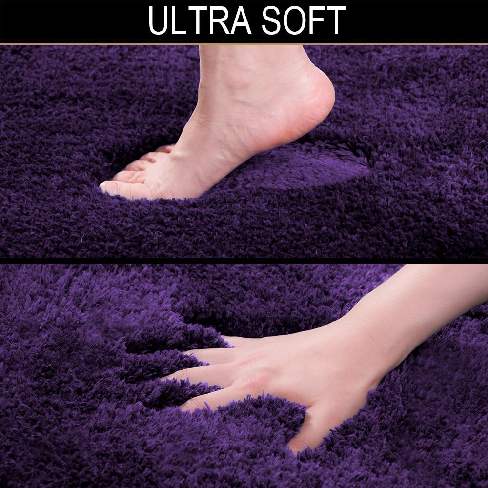 Shaggy 2 Piece Bath Rug Sets 20 x 24 Non Slip,Machine Wash/Dry Plush Absorbent Bath Mats for Bathroom