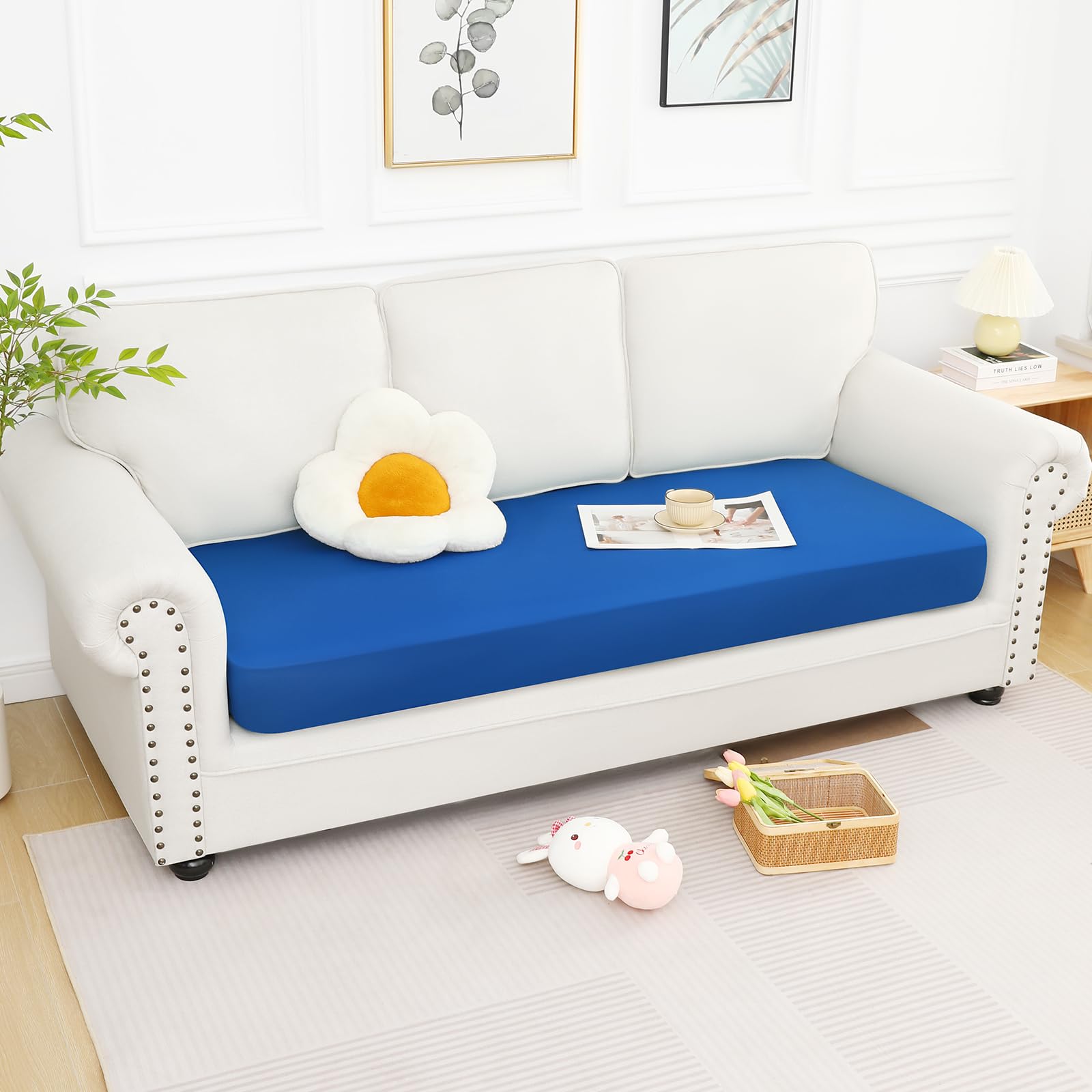 Printed Couch Cushion Covers, Stretch Sofa Cushion Covers Replacement, Non-Slip Sofa Seat Cushion Slipcovers, Soft Couch Covers for Indoor and Outdoor