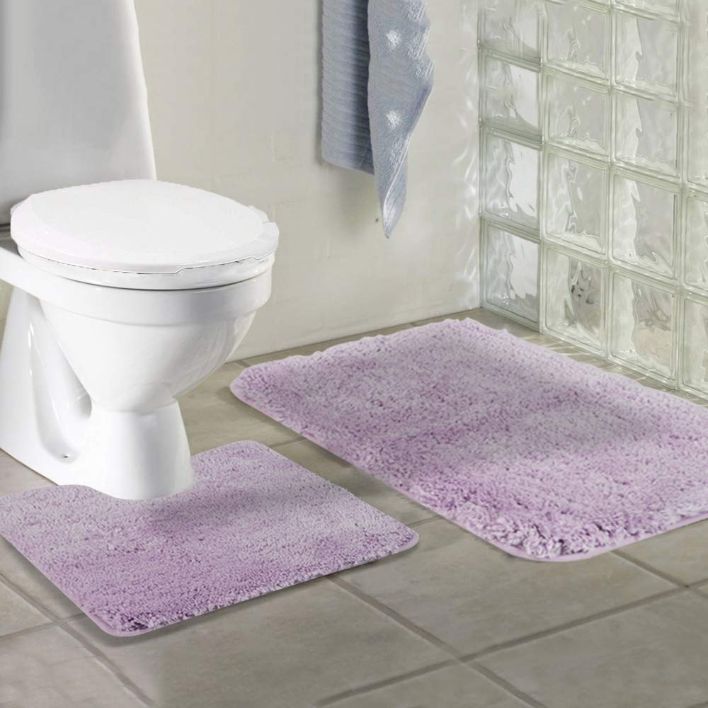 Shaggy 2 Piece Bath Rug Sets 20 x 24 Non Slip,Machine Wash/Dry Plush Absorbent Bath Mats for Bathroom