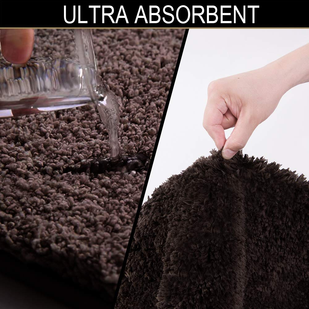 Shaggy 2 Piece Bath Rug Sets 20 x 24 Non Slip,Machine Wash/Dry Plush Absorbent Bath Mats for Bathroom