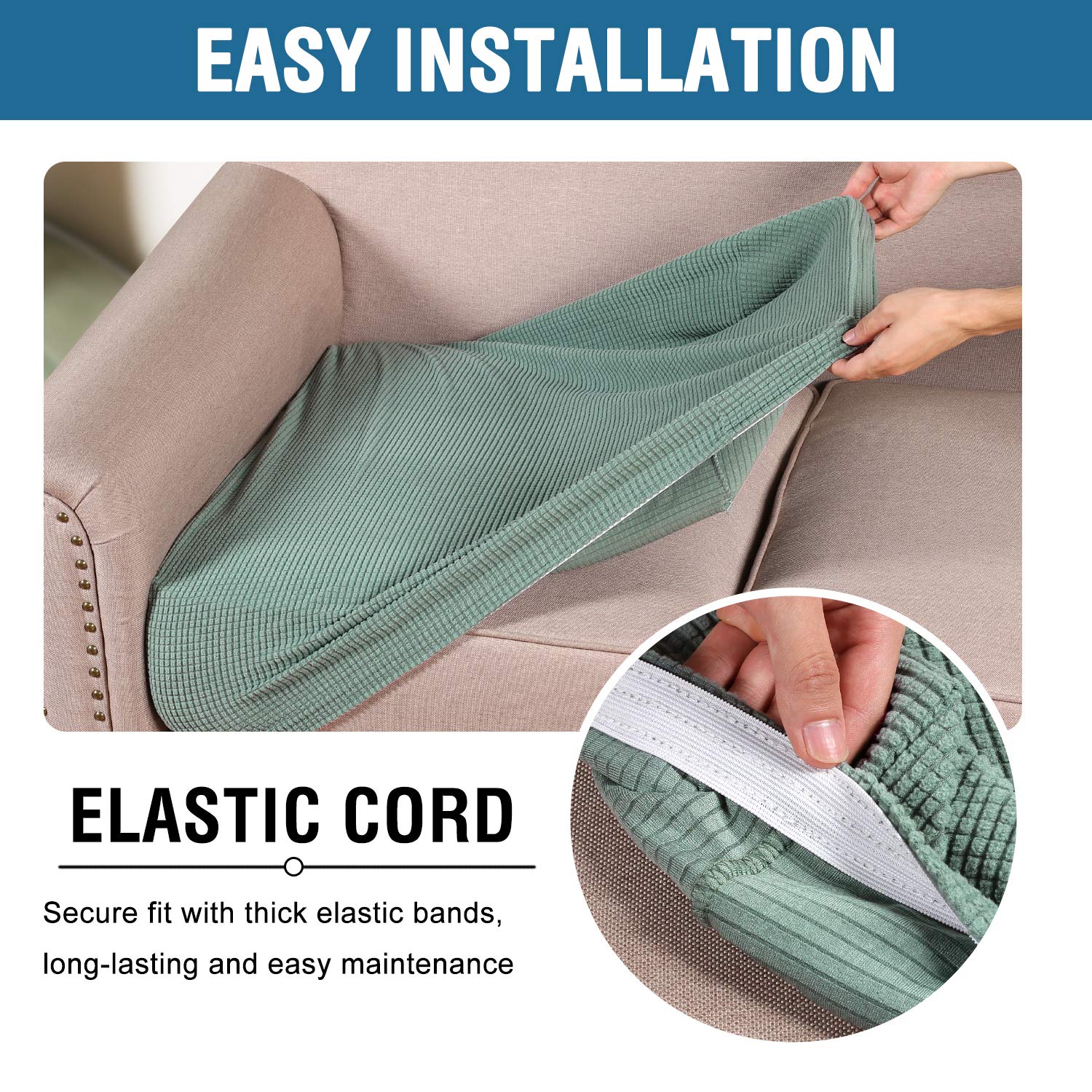 Super Stretch Individual Seat Cushion Covers Sofa Covers Couch Cushion Covers Slipcover Sets Thick Jacquard Textured Twill Fabric (1 Piece Sofa Cushion Cover)