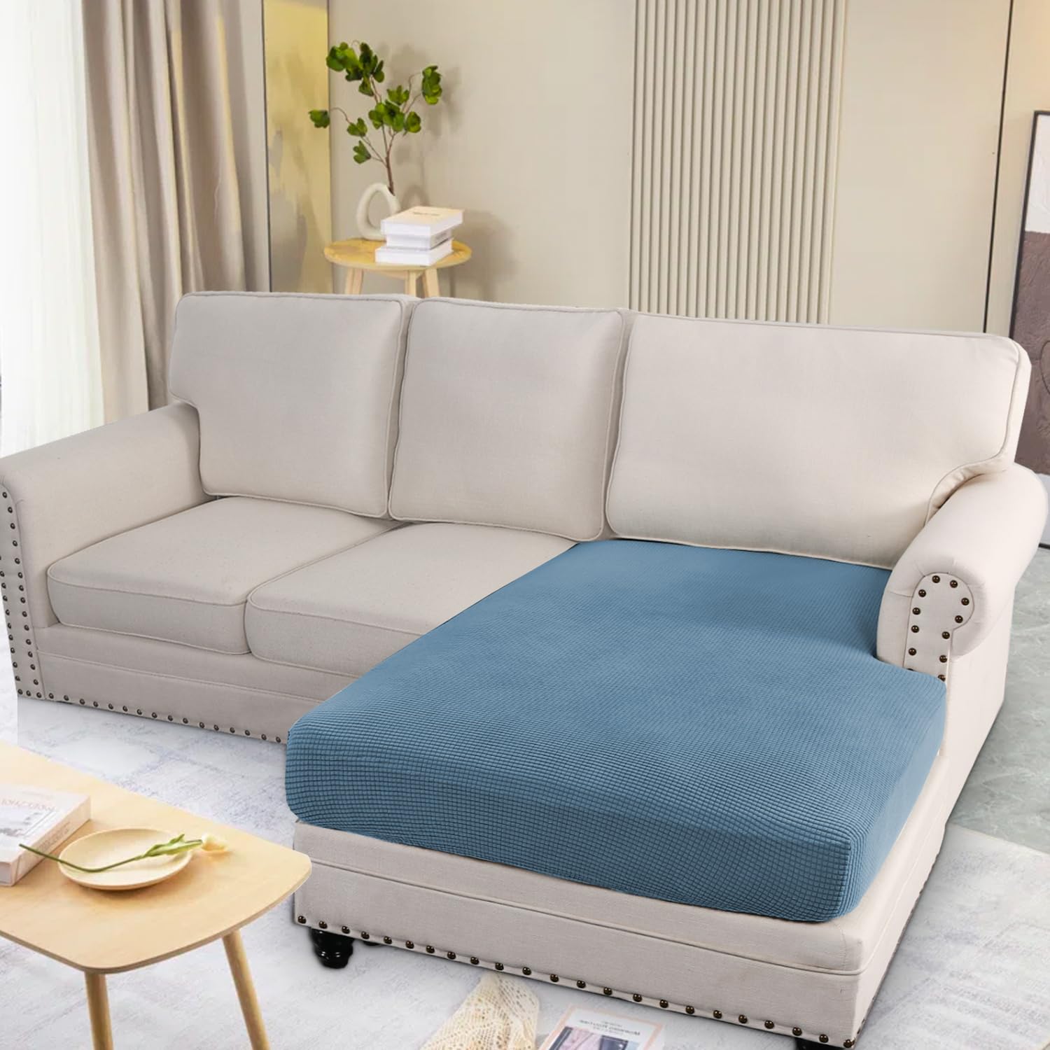 Super Stretch Individual Seat Cushion Covers Sofa Covers Couch Cushion Covers Slipcover Sets Thick Jacquard Textured Twill Fabric (1 Piece Sofa Cushion Cover)