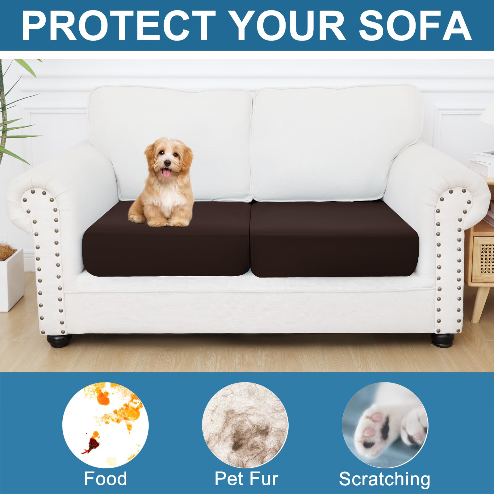 Printed Couch Cushion Covers, Stretch Sofa Cushion Covers Replacement, Non-Slip Sofa Seat Cushion Slipcovers, Soft Couch Covers for Indoor and Outdoor