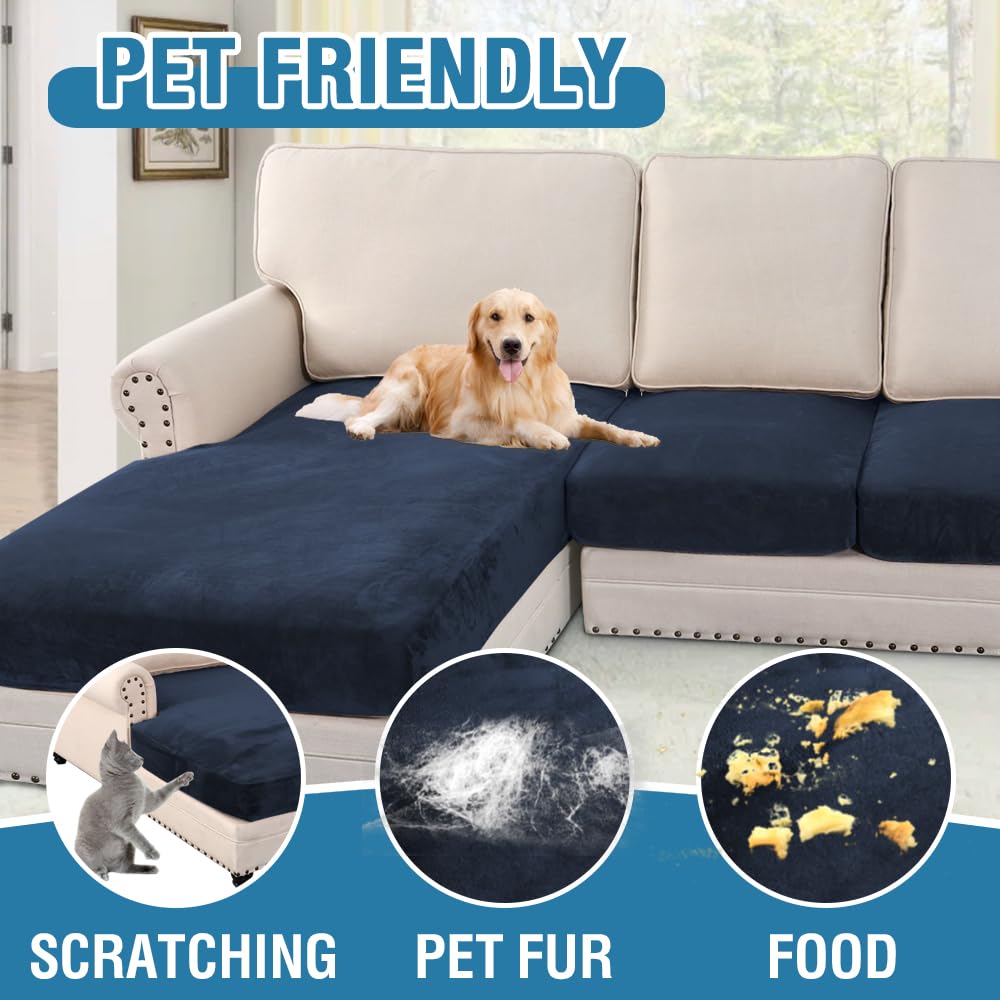 Velvet Stretch Couch Cushion Cover Plush Cushion Slipcover for Chair Loveseat Sofa Cushion Furniture Protector Seat Cushion Sofa Cover (3 Piece Sofa Cushion Covers)
