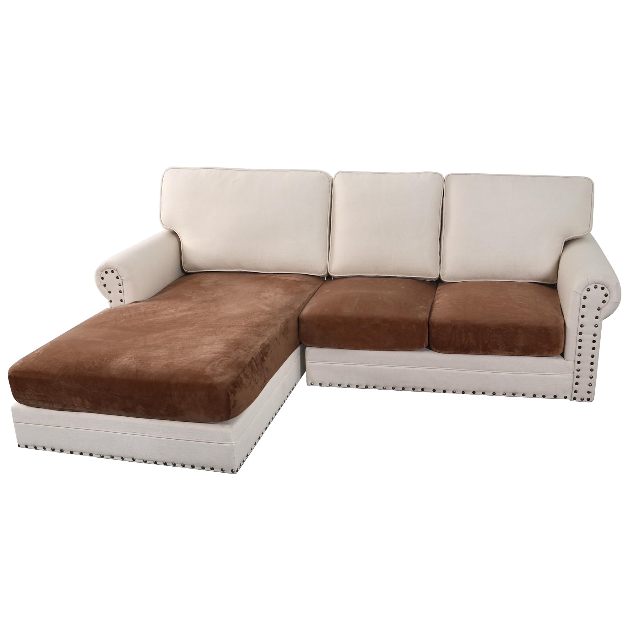 Velvet Stretch Couch Cushion Cover Plush Cushion Slipcover for Chair Loveseat Sofa Cushion Furniture Protector Seat Cushion Sofa Cover (3 Piece Sofa Cushion Covers)
