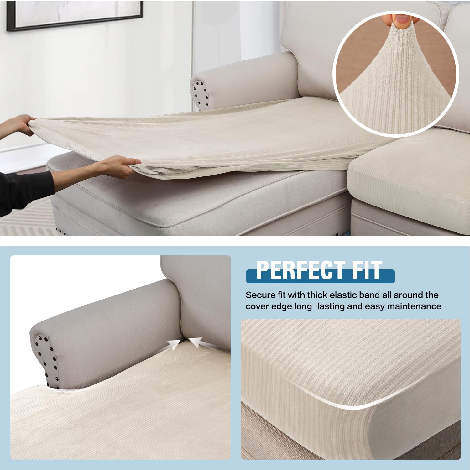 Velvet Stretch Couch Cushion Cover Plush Cushion Slipcover for Chair Loveseat Sofa Cushion Furniture Protector Seat Cushion Sofa Cover (3 Piece Sofa Cushion Covers)