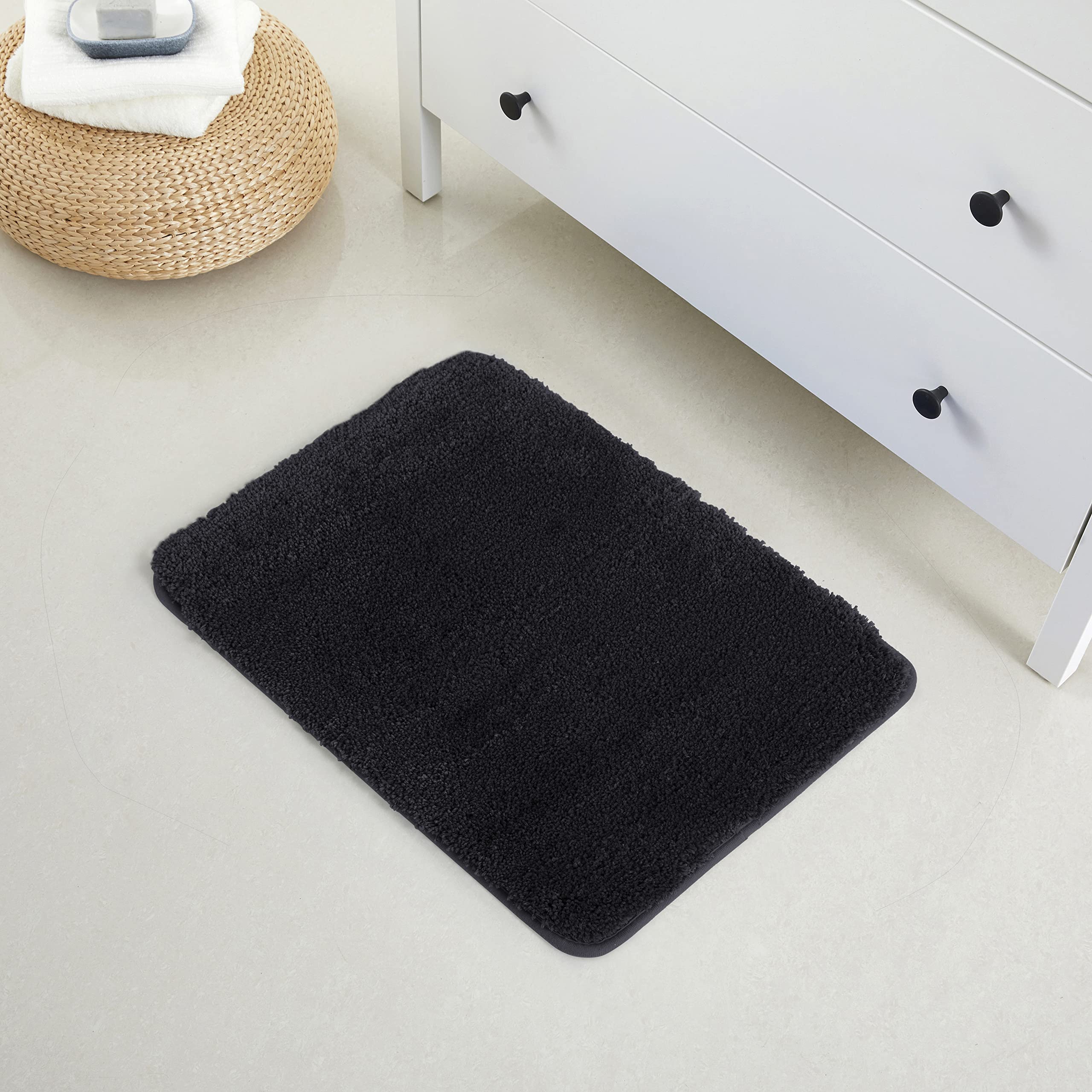 2 Piece Bath Rug Mat Set, Thick & Soft Microfiber Plush Shaggy Bathrugs with U Shaped Contour Bath Rug, Machine Washable Bathmats, Non-Slip Rubber Backing Bath Mats for Bathroom
