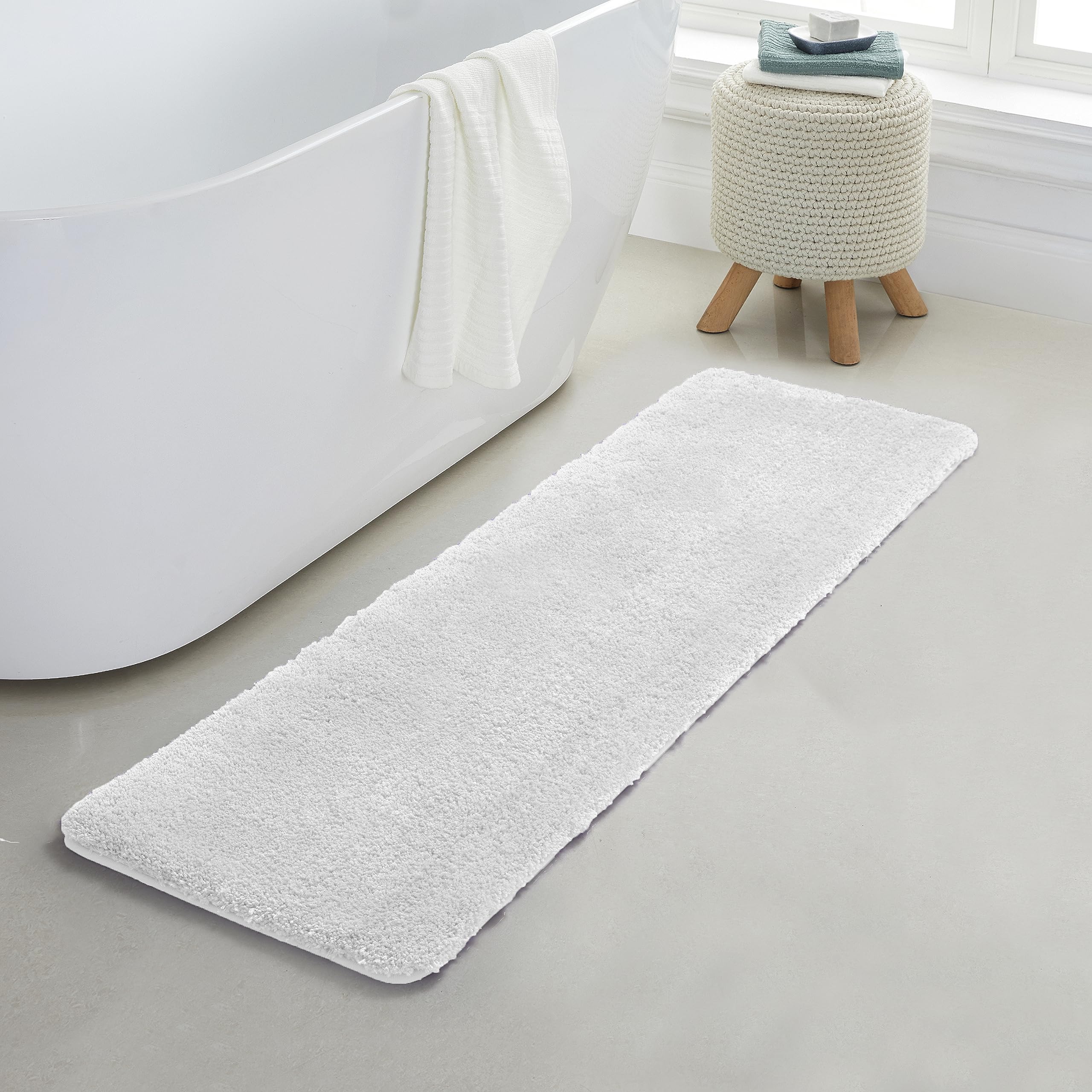 2 Piece Bath Rug Mat Set, Thick & Soft Microfiber Plush Shaggy Bathrugs with U Shaped Contour Bath Rug, Machine Washable Bathmats, Non-Slip Rubber Backing Bath Mats for Bathroom