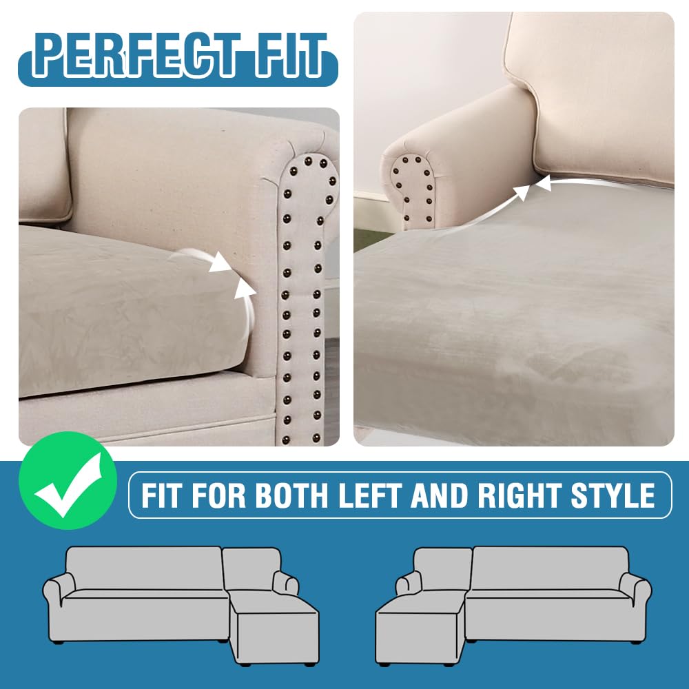 Velvet Stretch Couch Cushion Cover Plush Cushion Slipcover for Chair Loveseat Sofa Cushion Furniture Protector Seat Cushion Sofa Cover (3 Piece Sofa Cushion Covers)