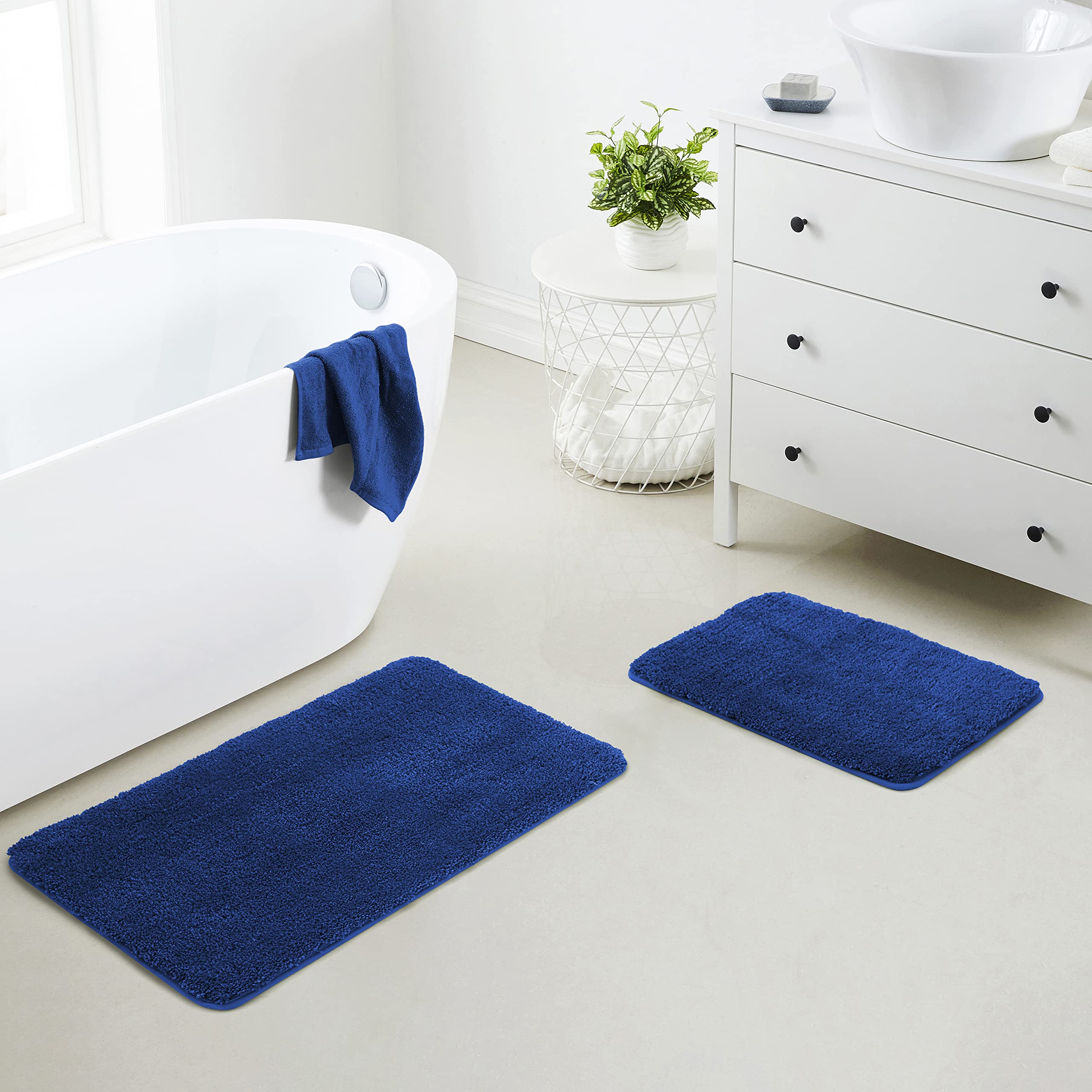 改Yafa Home Fashion 2 Piece Bath Rug Mat Set, Thick &amp; Soft Microfiber Plush Shaggy Bathrugs with U Shaped Contour Bath Rug, Machine Washable Bathmats, Non-Slip Rubber Backing Bath Mats for Bathroom