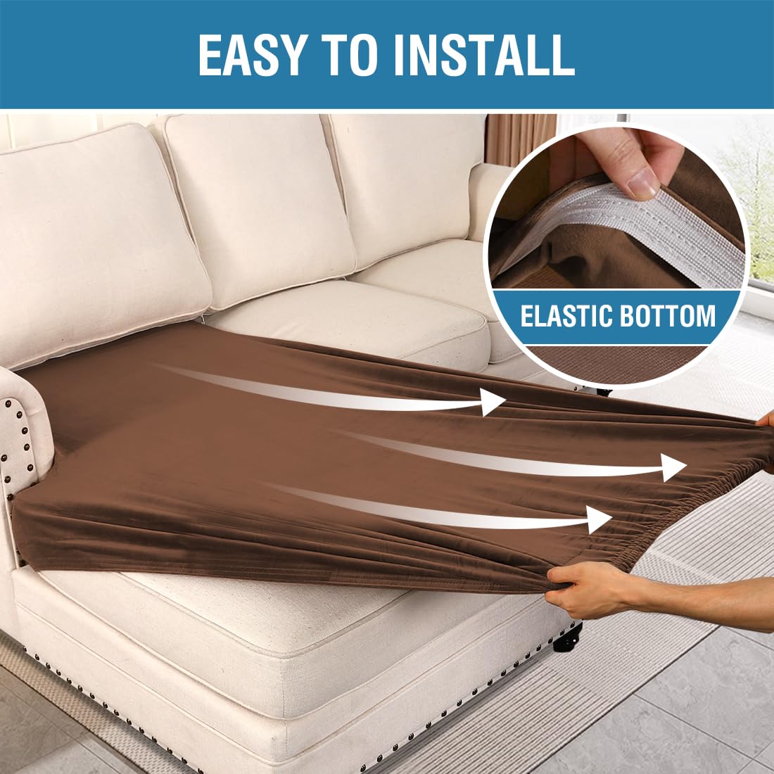Velvet Stretch Couch Cushion Cover Plush Cushion Slipcover for Chair Loveseat Sofa Cushion Furniture Protector Seat Cushion Sofa Cover (3 Piece Sofa Cushion Covers)