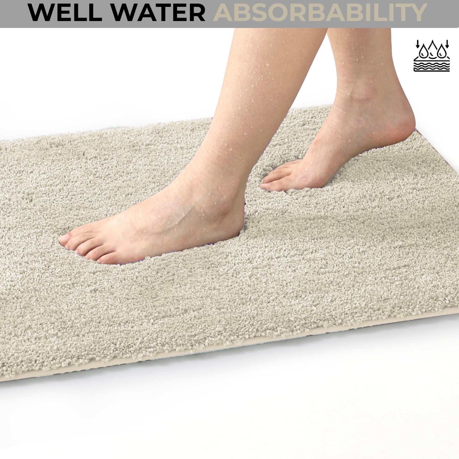 2 Piece Bath Rug Mat Set, Thick & Soft Microfiber Plush Shaggy Bathrugs with U Shaped Contour Bath Rug, Machine Washable Bathmats, Non-Slip Rubber Backing Bath Mats for Bathroom