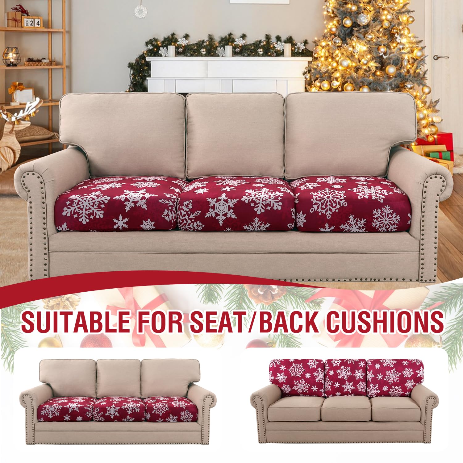 Velvet Stretch Couch Cushion Cover Plush Cushion Slipcover for Chair Loveseat Sofa Cushion Furniture Protector Seat Cushion Sofa Cover (3 Piece Sofa Cushion Covers)
