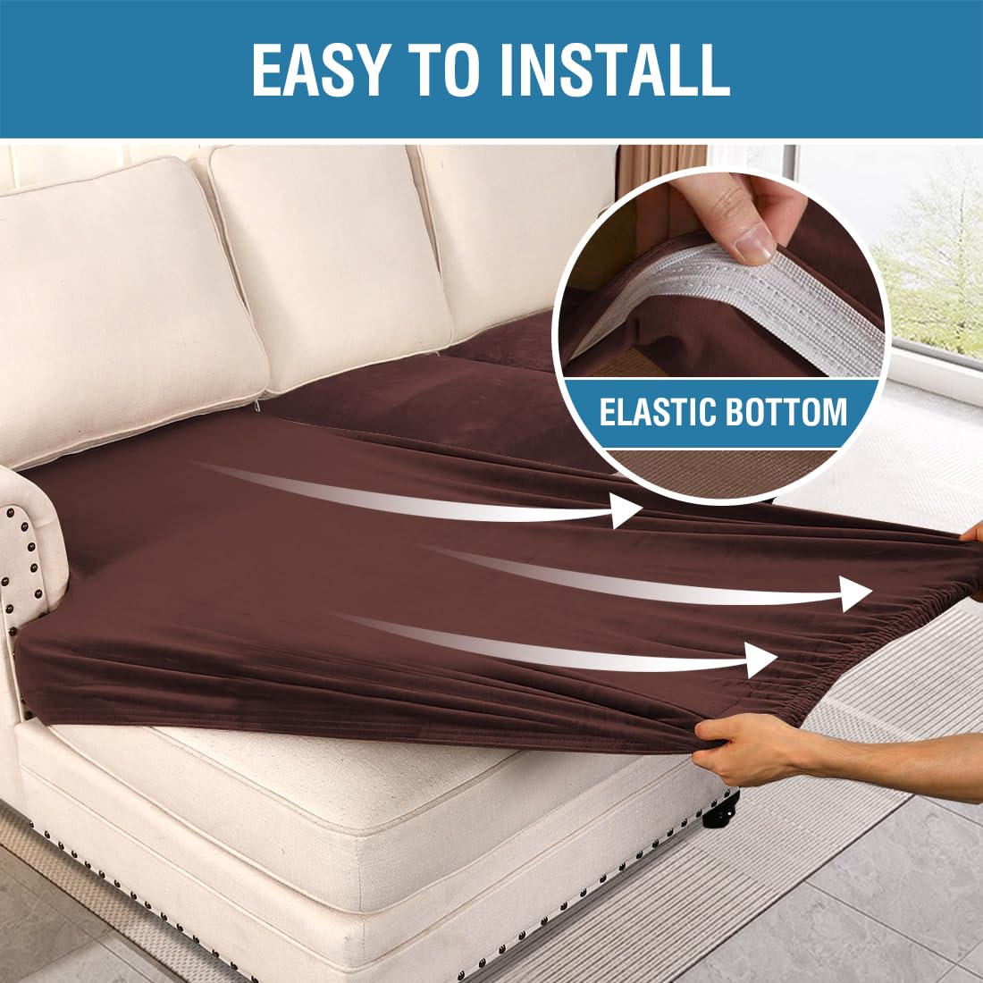 Velvet Stretch Couch Cushion Cover Plush Cushion Slipcover for Chair Loveseat Sofa Cushion Furniture Protector Seat Cushion Sofa Cover (3 Piece Sofa Cushion Covers)