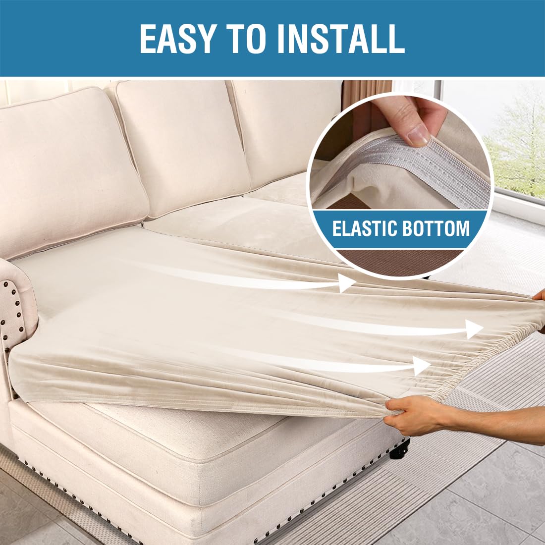 Velvet Stretch Couch Cushion Cover Plush Cushion Slipcover for Chair Loveseat Sofa Cushion Furniture Protector Seat Cushion Sofa Cover (3 Piece Sofa Cushion Covers)