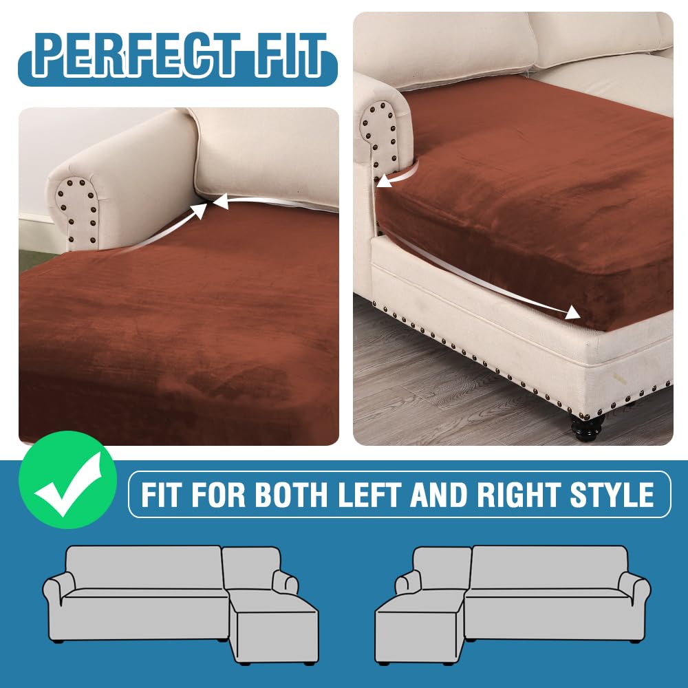 Velvet Stretch Couch Cushion Cover Plush Cushion Slipcover for Chair Loveseat Sofa Cushion Furniture Protector Seat Cushion Sofa Cover (3 Piece Sofa Cushion Covers)