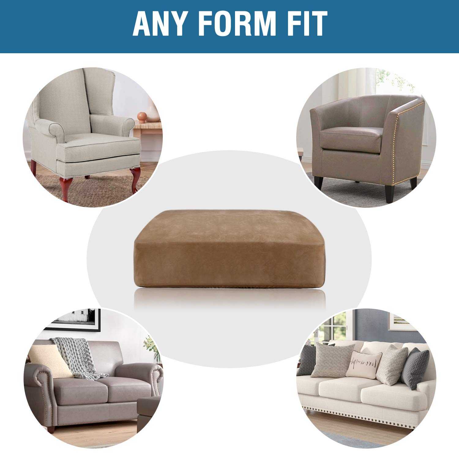 Velvet Stretch Couch Cushion Cover Plush Cushion Slipcover for Chair Loveseat Sofa Cushion Furniture Protector Seat Cushion Sofa Cover (3 Piece Sofa Cushion Covers)