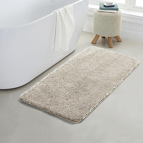 2 Piece Bath Rug Mat Set, Thick & Soft Microfiber Plush Shaggy Bathrugs with U Shaped Contour Bath Rug, Machine Washable Bathmats, Non-Slip Rubber Backing Bath Mats for Bathroom