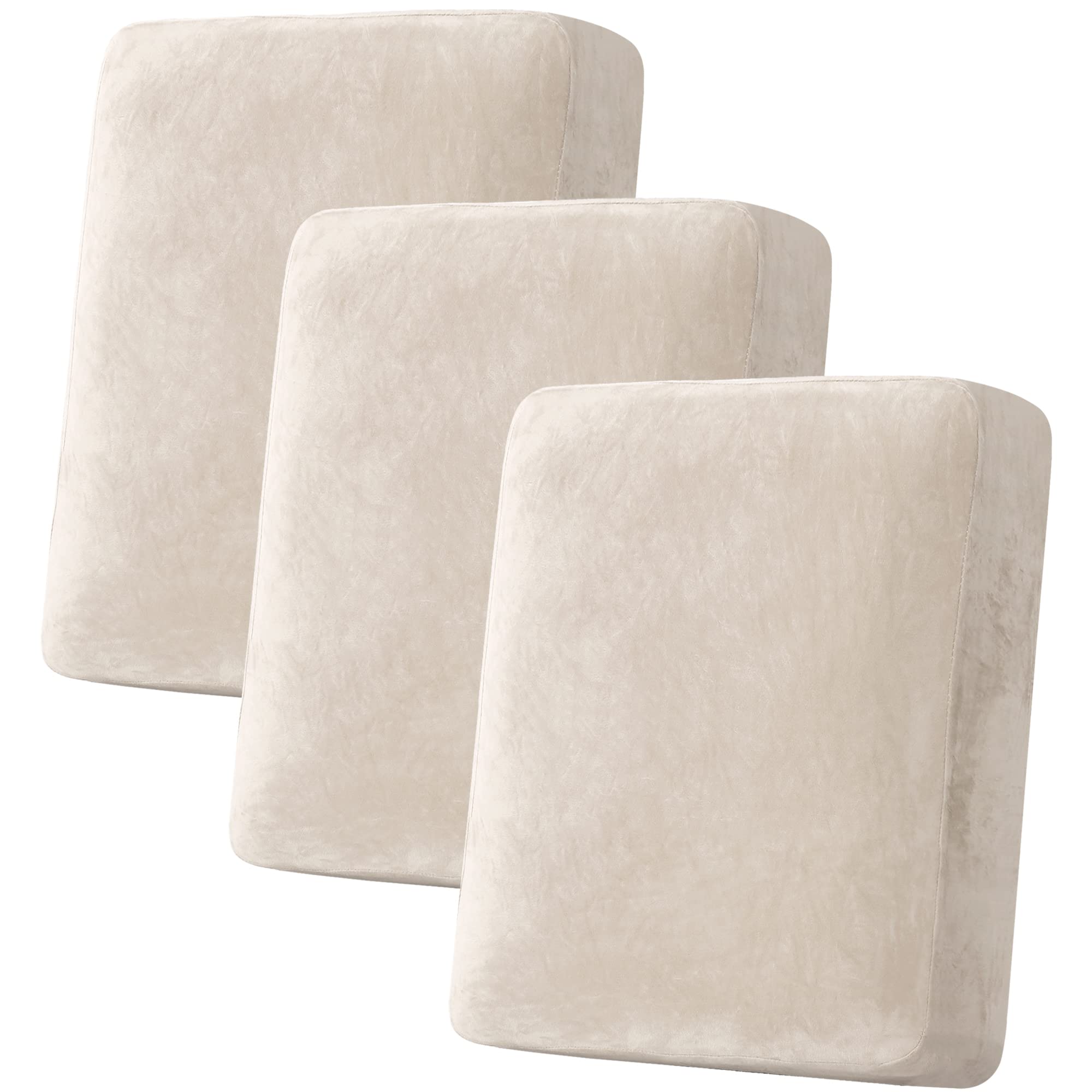 Velvet Stretch Couch Cushion Cover Plush Cushion Slipcover for Chair Loveseat Sofa Cushion Furniture Protector Seat Cushion Sofa Cover (3 Piece Sofa Cushion Covers)