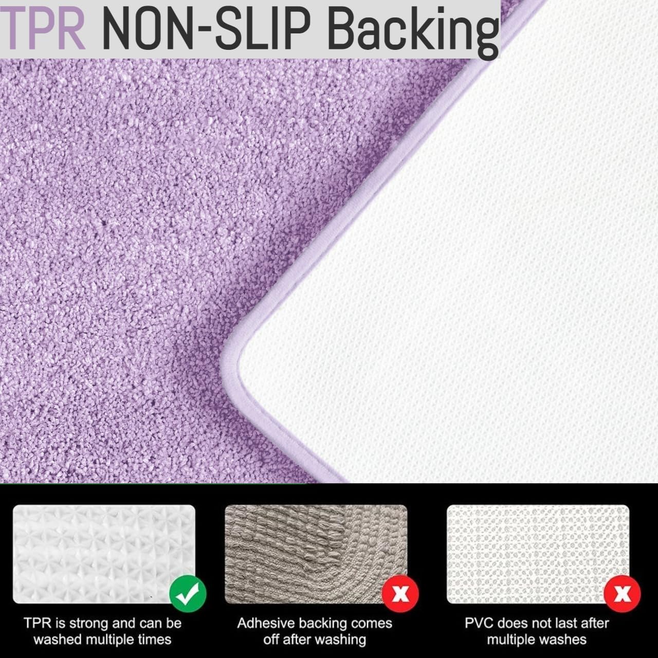 2 Piece Bath Rug Mat Set, Thick & Soft Microfiber Plush Shaggy Bathrugs with U Shaped Contour Bath Rug, Machine Washable Bathmats, Non-Slip Rubber Backing Bath Mats for Bathroom