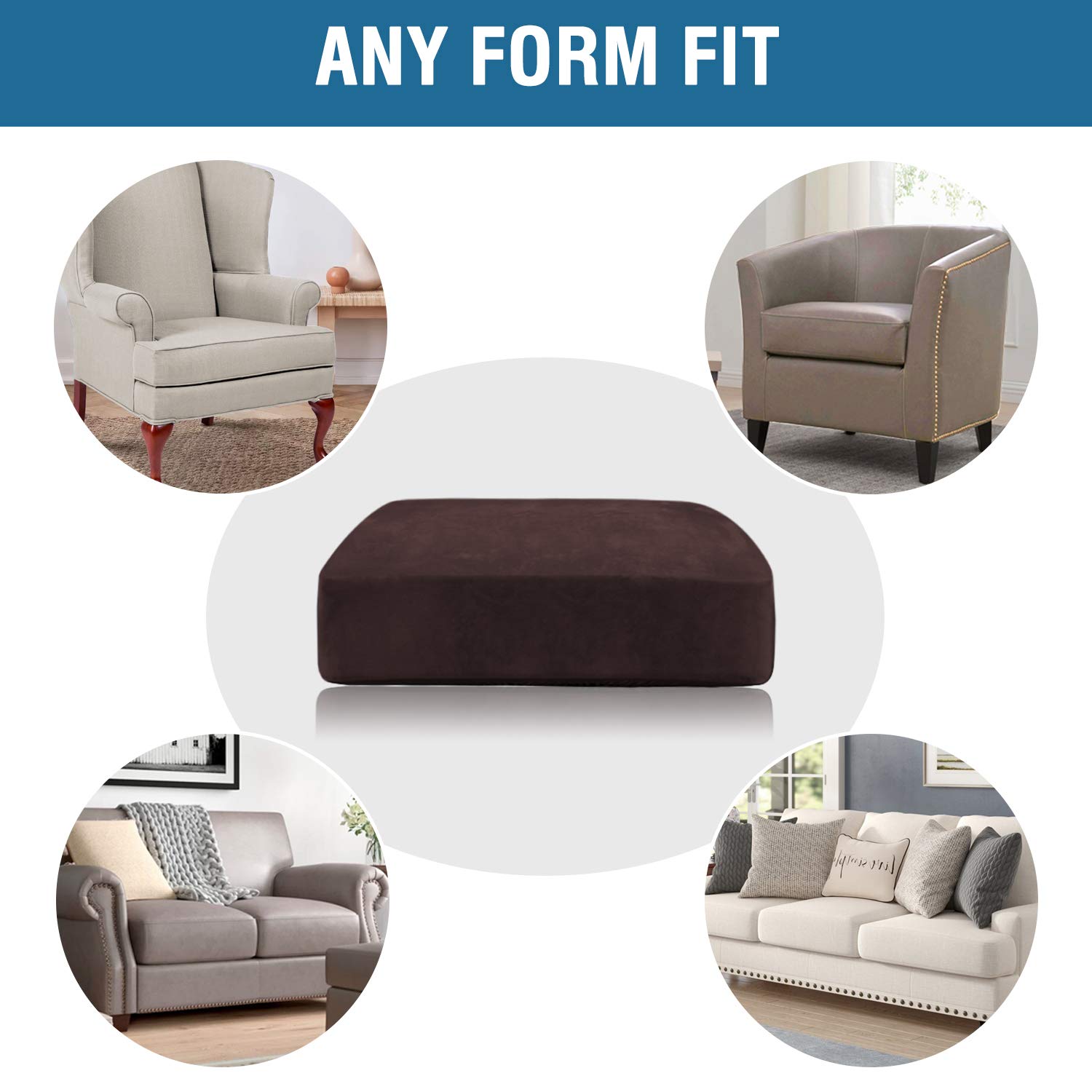 Velvet Stretch Couch Cushion Cover Plush Cushion Slipcover for Chair Loveseat Sofa Cushion Furniture Protector Seat Cushion Sofa Cover (3 Piece Sofa Cushion Covers)