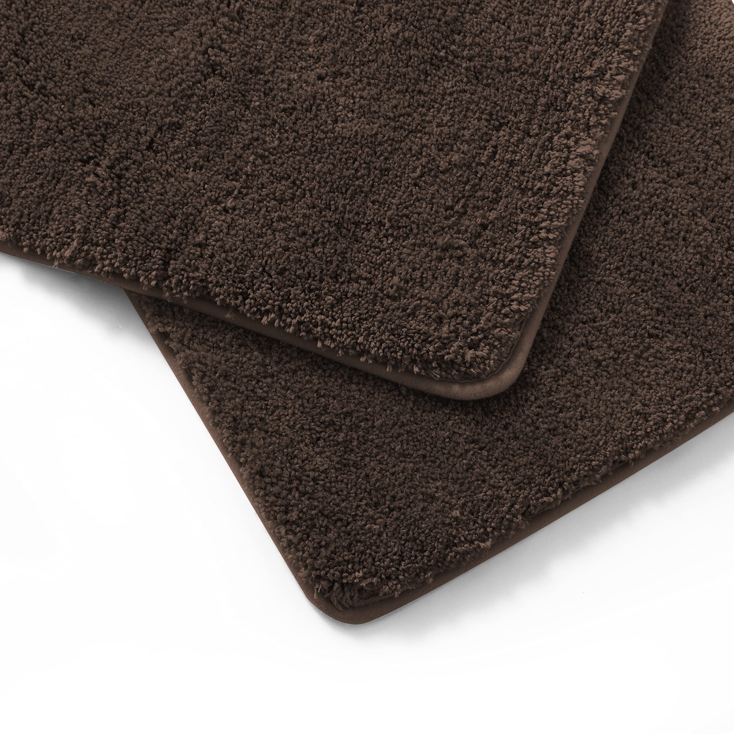 2 Piece Bath Rug Mat Set, Thick & Soft Microfiber Plush Shaggy Bathrugs with U Shaped Contour Bath Rug, Machine Washable Bathmats, Non-Slip Rubber Backing Bath Mats for Bathroom