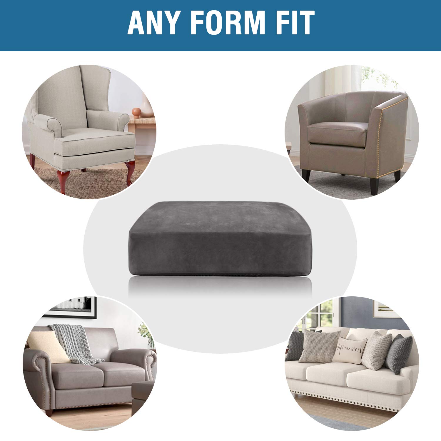 Velvet Stretch Couch Cushion Cover Plush Cushion Slipcover for Chair Loveseat Sofa Cushion Furniture Protector Seat Cushion Sofa Cover (3 Piece Sofa Cushion Covers)