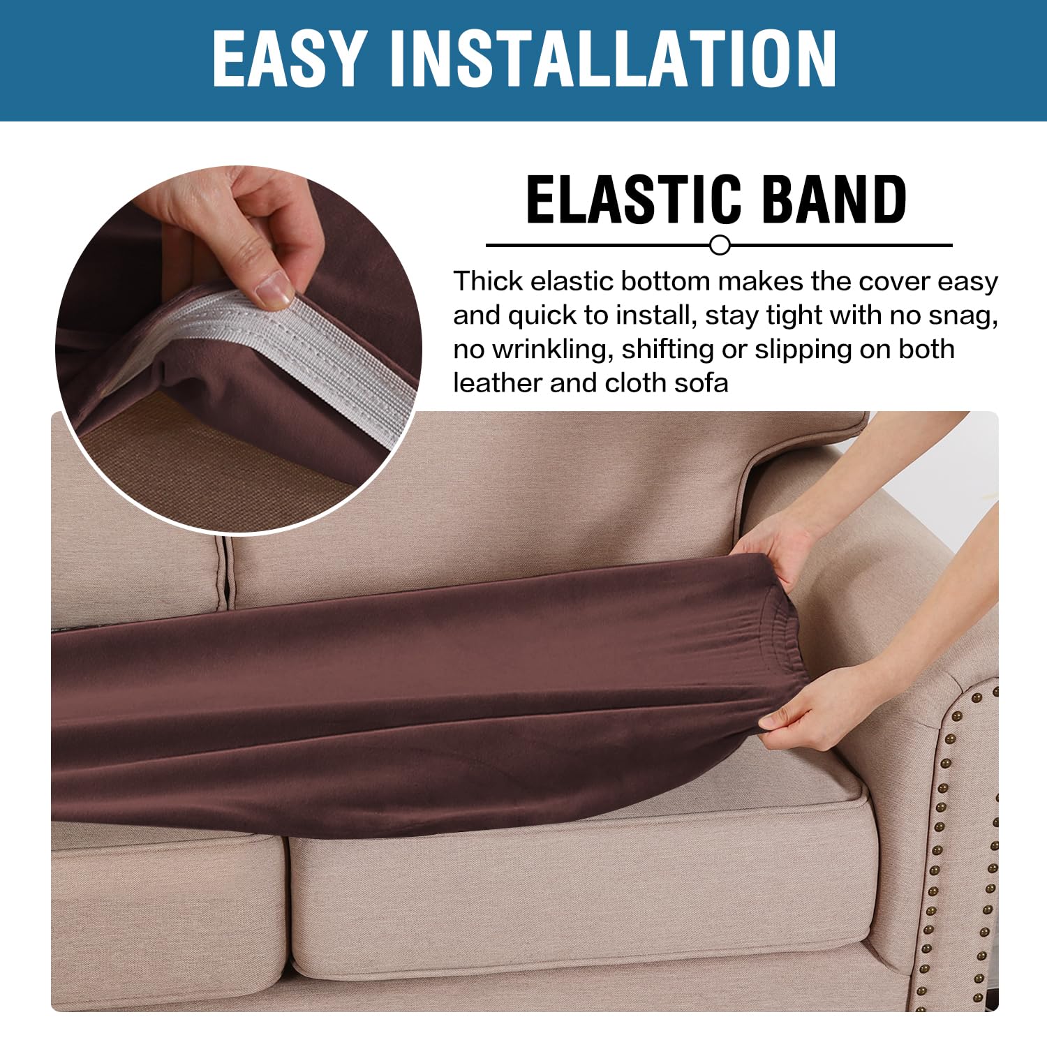 Velvet Stretch Couch Cushion Cover Plush Cushion Slipcover for Chair Loveseat Sofa Cushion Furniture Protector Seat Cushion Sofa Cover (3 Piece Sofa Cushion Covers)