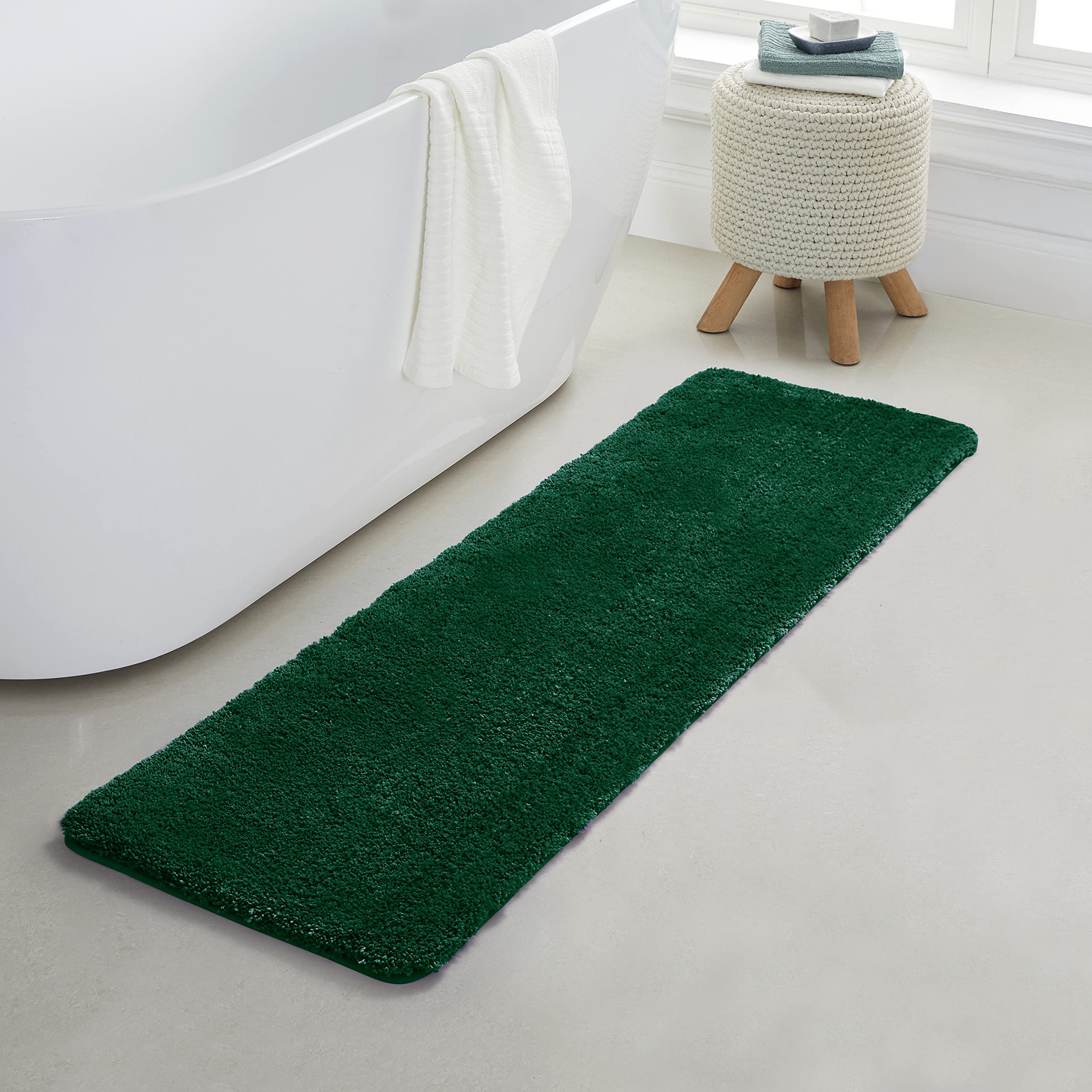 2 Piece Bath Rug Mat Set, Thick & Soft Microfiber Plush Shaggy Bathrugs with U Shaped Contour Bath Rug, Machine Washable Bathmats, Non-Slip Rubber Backing Bath Mats for Bathroom