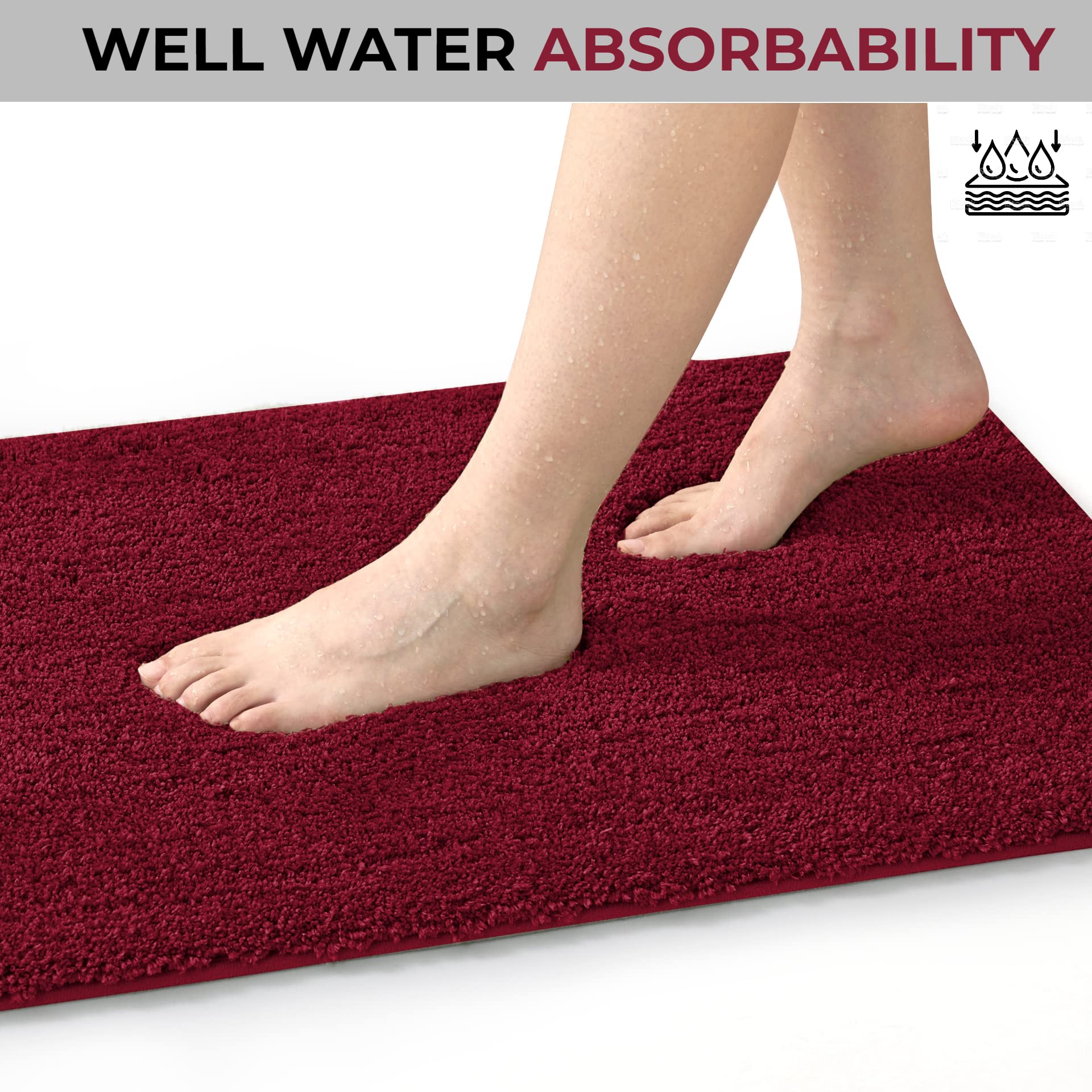 2 Piece Bath Rug Mat Set, Thick & Soft Microfiber Plush Shaggy Bathrugs with U Shaped Contour Bath Rug, Machine Washable Bathmats, Non-Slip Rubber Backing Bath Mats for Bathroom