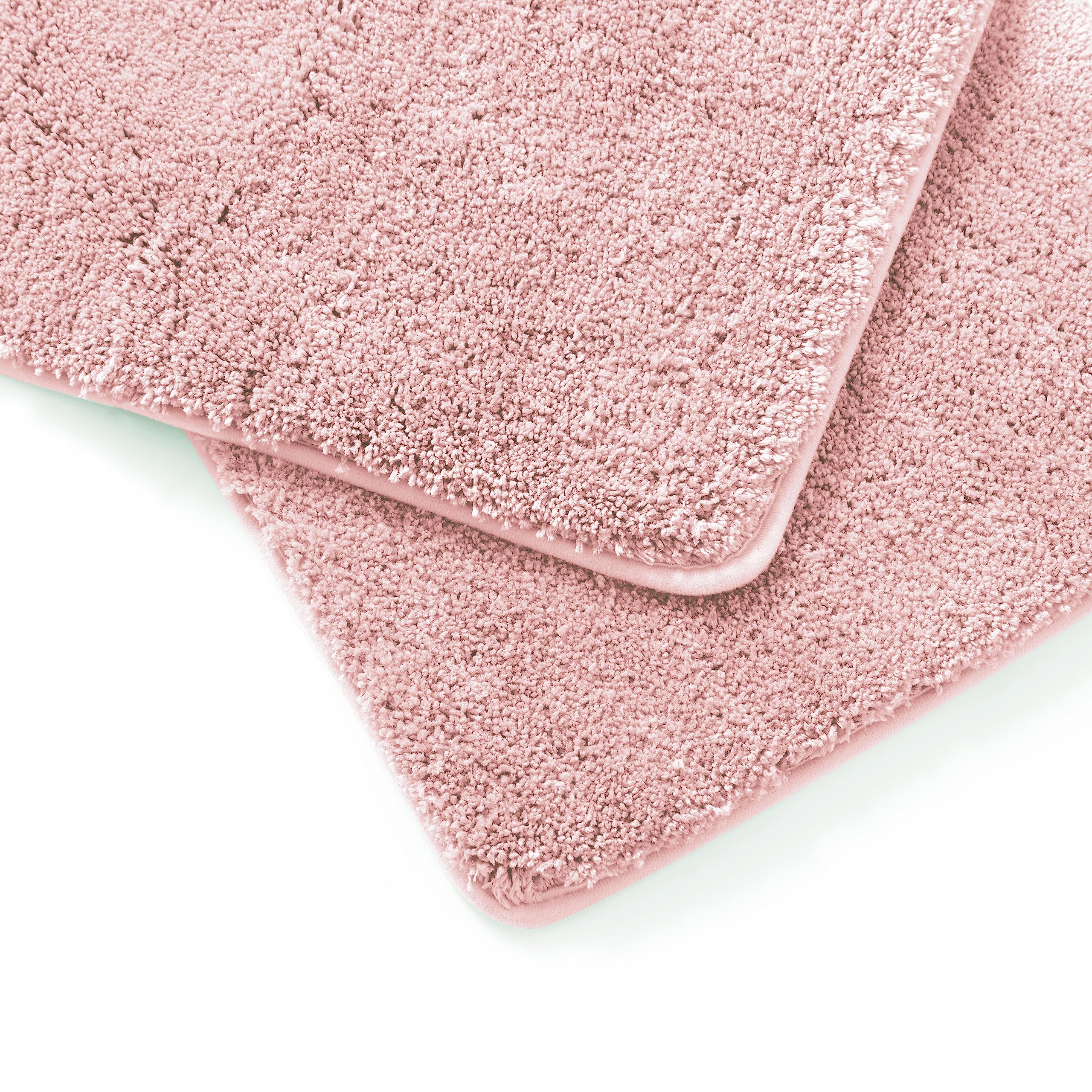 2 Piece Bath Rug Mat Set, Thick & Soft Microfiber Plush Shaggy Bathrugs with U Shaped Contour Bath Rug, Machine Washable Bathmats, Non-Slip Rubber Backing Bath Mats for Bathroom