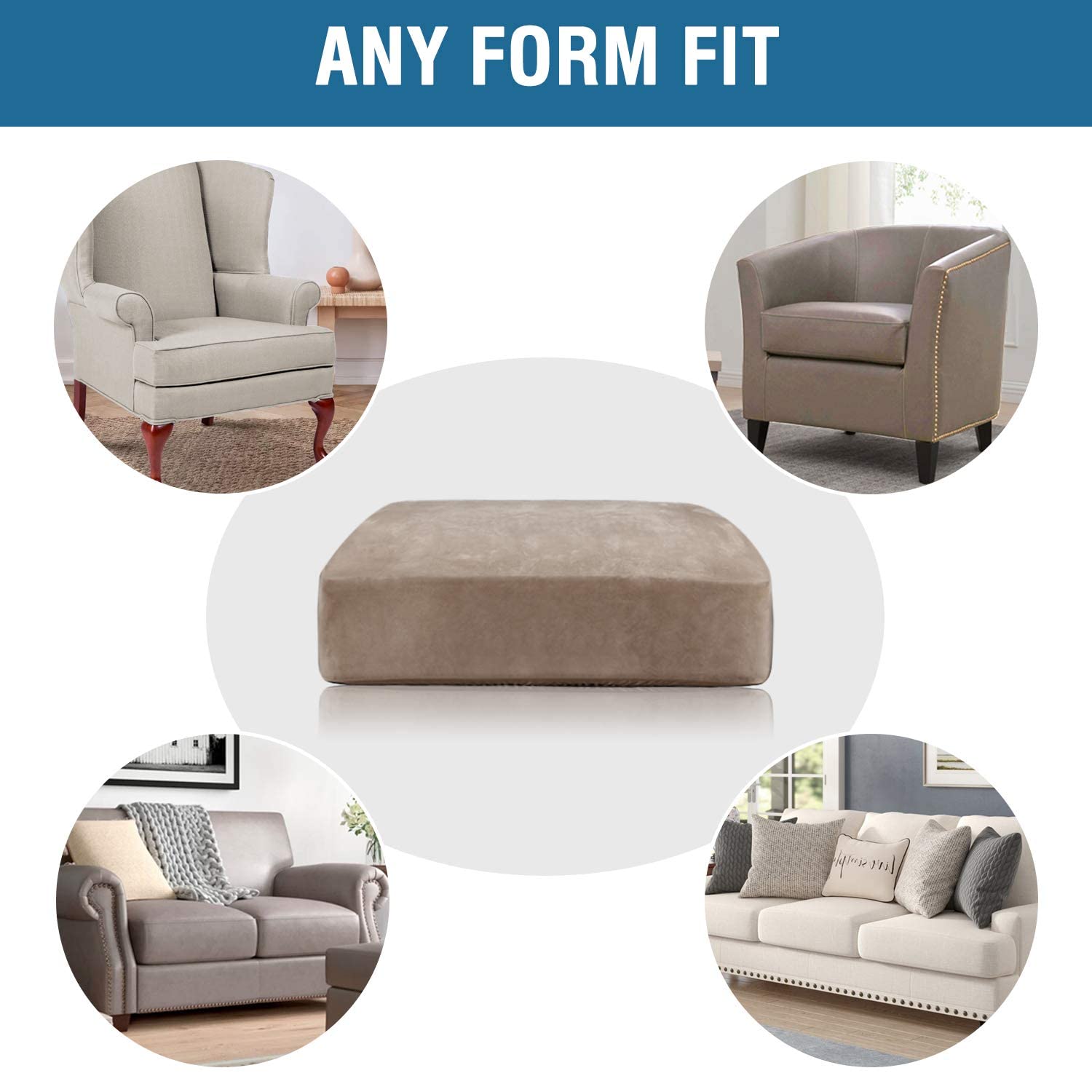 Velvet Stretch Couch Cushion Cover Plush Cushion Slipcover for Chair Loveseat Sofa Cushion Furniture Protector Seat Cushion Sofa Cover (3 Piece Sofa Cushion Covers)