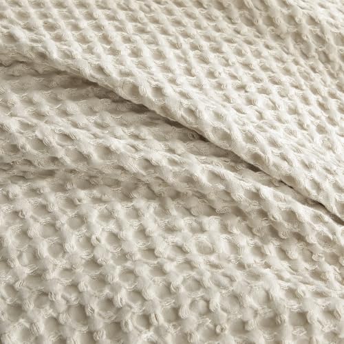 Waffle Weave Duvet Cover Set Queen Size, 3 Piece Ultra Soft Breathable Durable Comforter Cover for All Season, Waffle Textured Duvet Cover with 2 Pillow Shams Bedding Collection, 90"x90"