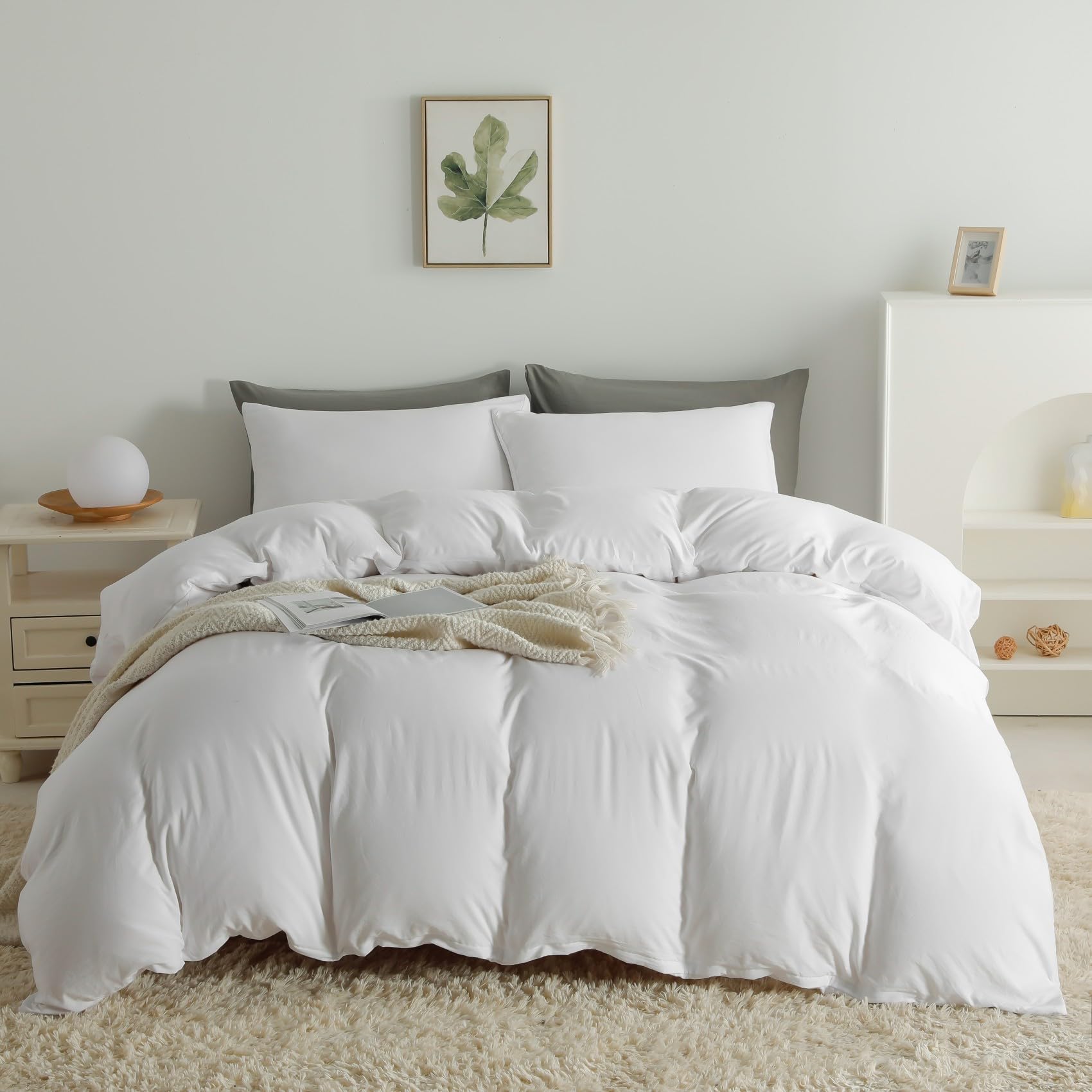 Duvet Cover Queen Size, Microfiber Duvet Cover with Zipper, Duvet Cover Set with 2 Pillow Shams, Soft Comforter Cover Queen Size, 90 x 90