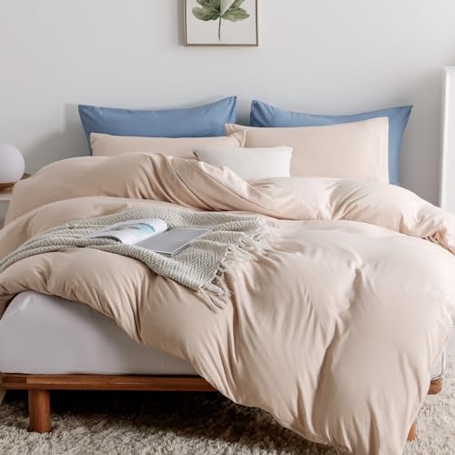 Duvet Cover Queen Size, Microfiber Duvet Cover with Zipper, Duvet Cover Set with 2 Pillow Shams, Soft Comforter Cover Queen Size, 90 x 90