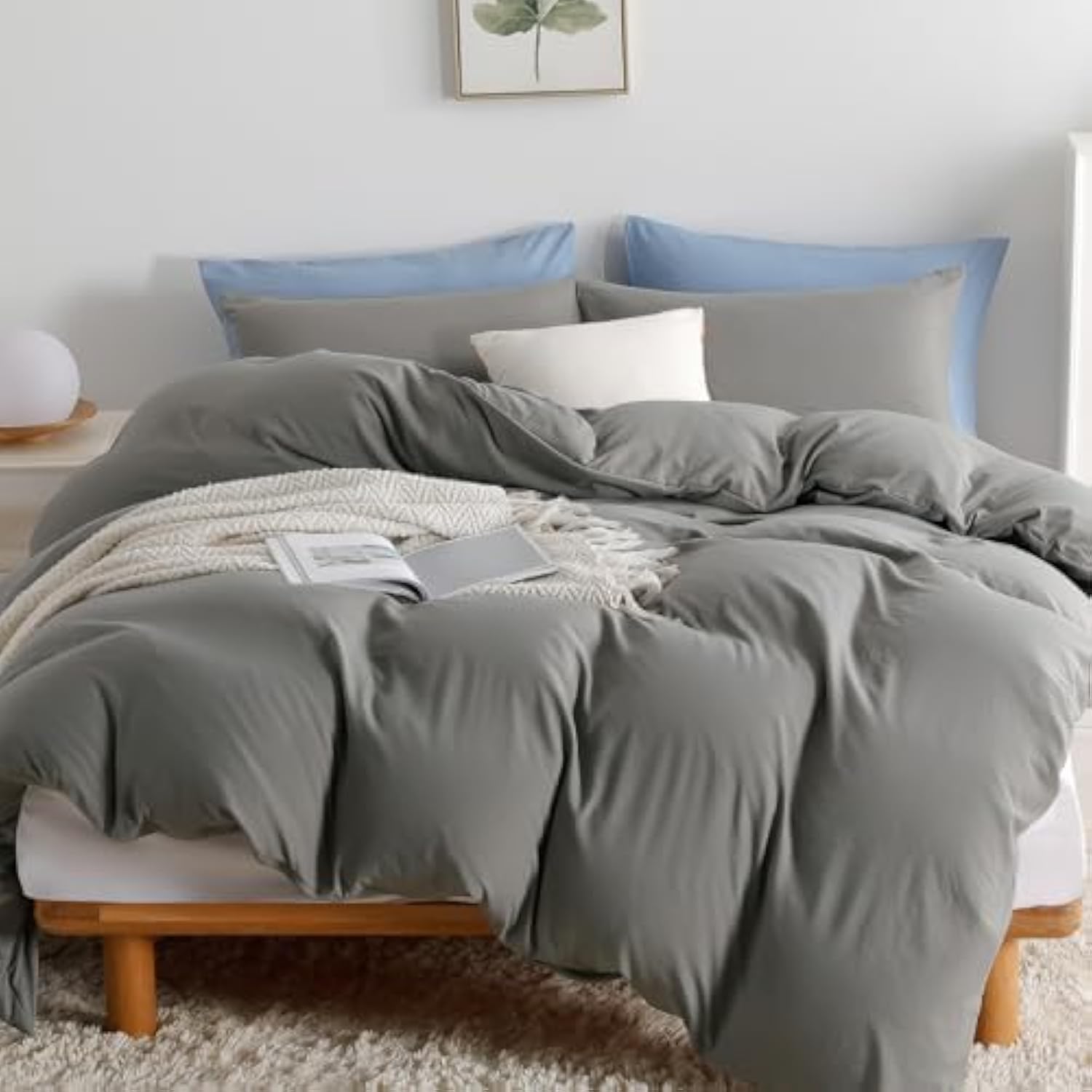 改OAITE Purple Duvet Cover Queen Size, Microfiber Duvet Cover with Zipper, Duvet Cover Set with 2 Pillow Shams, Soft Comforter Cover Queen Size, 90 x 90