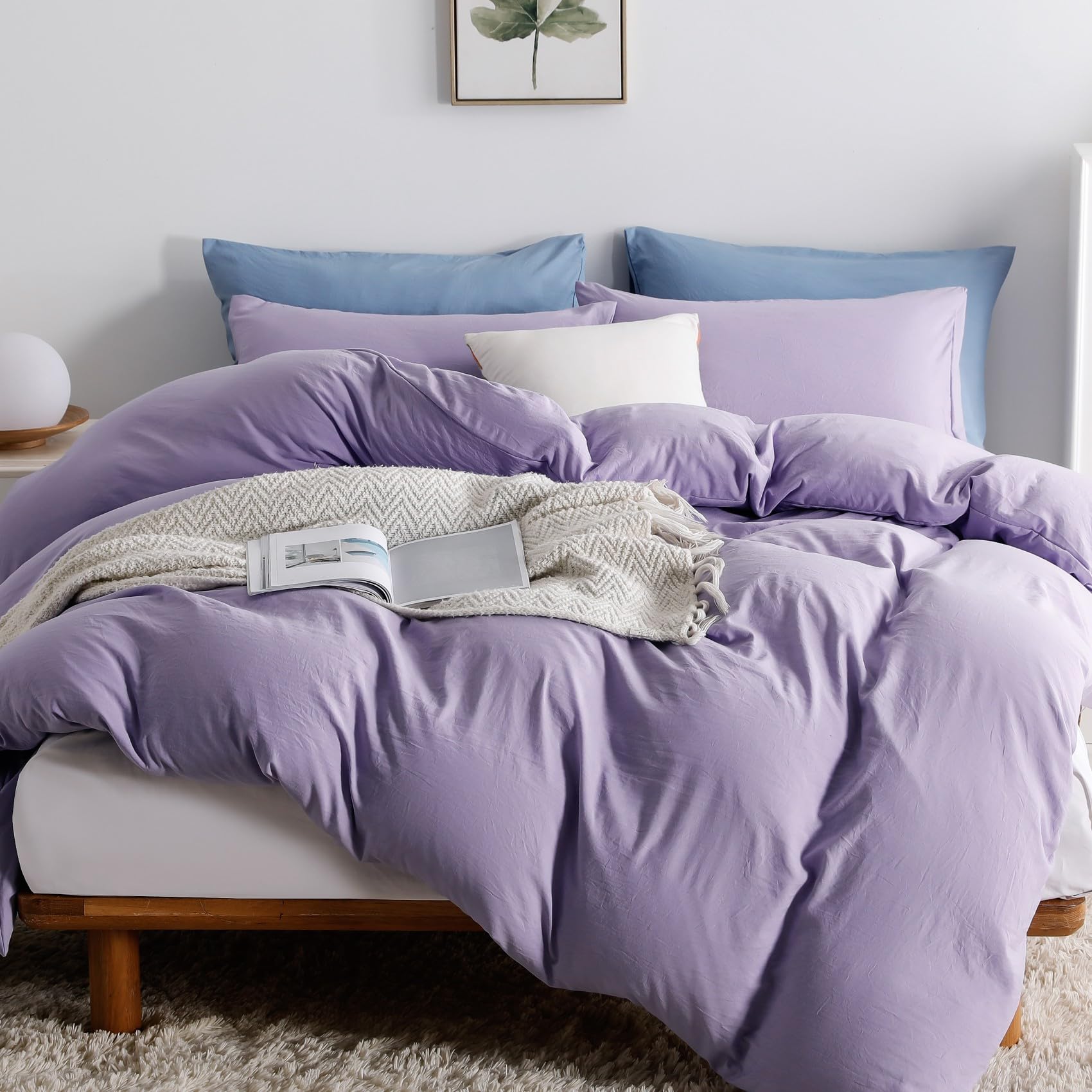 Duvet Cover Queen Size, Microfiber Duvet Cover with Zipper, Duvet Cover Set with 2 Pillow Shams, Soft Comforter Cover Queen Size, 90 x 90