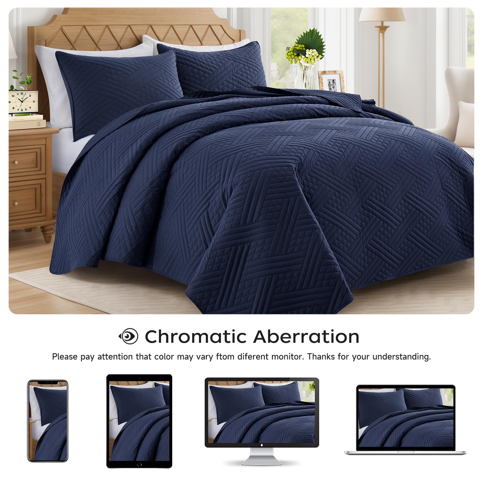 Queen Black Quilt with Stripe Pattern, Summer Lightweight Full Size Thin Comforter Bedding Set, Soft Microfiber Bedspread & Coverlet for All Seasons - 3 Piece(1 Quilt, 2 Pillow Shams)