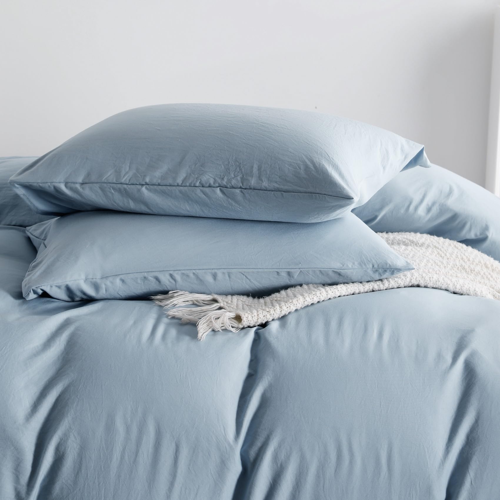 Duvet Cover Queen Size, Microfiber Duvet Cover with Zipper, Duvet Cover Set with 2 Pillow Shams, Soft Comforter Cover Queen Size, 90 x 90
