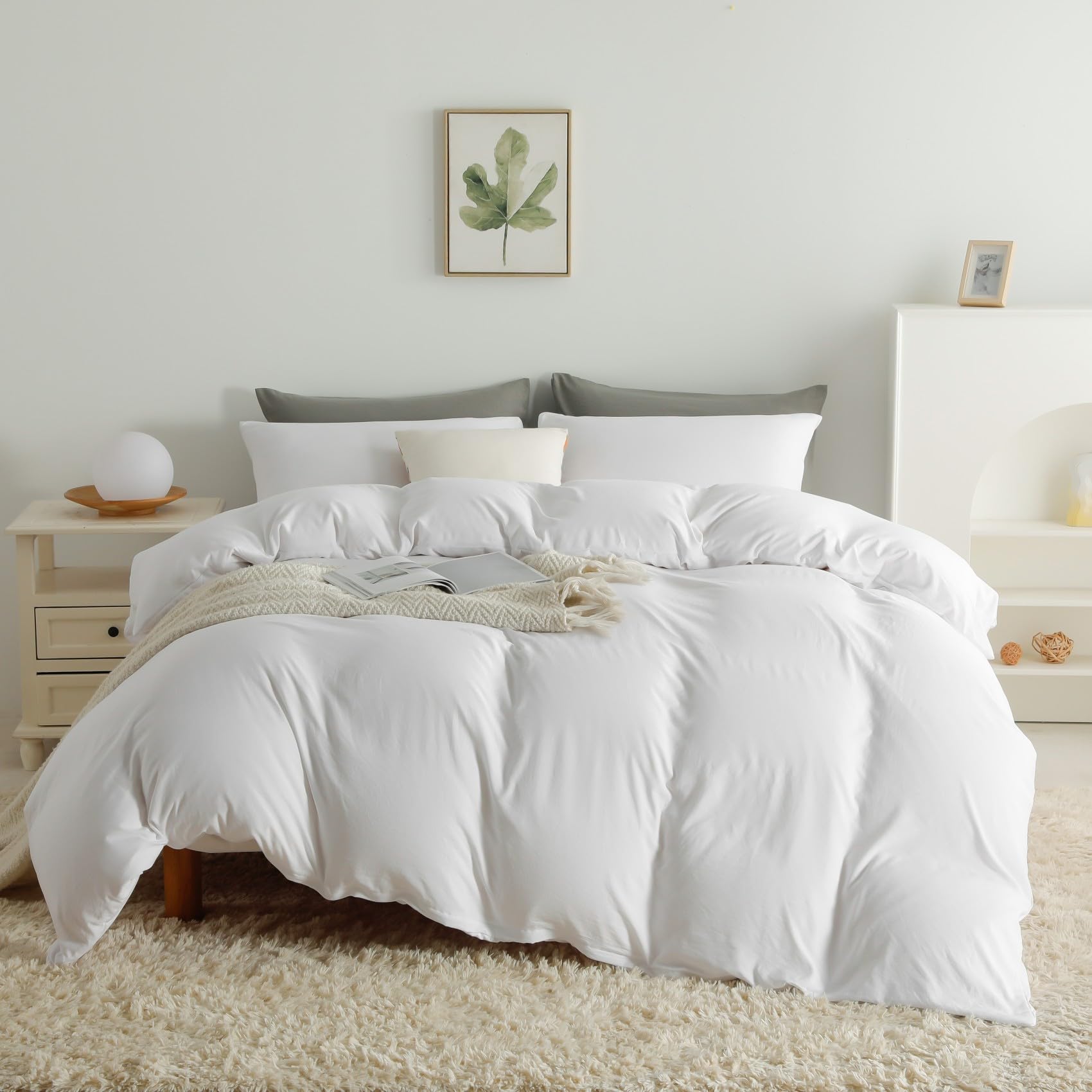 Duvet Cover Queen Size, Microfiber Duvet Cover with Zipper, Duvet Cover Set with 2 Pillow Shams, Soft Comforter Cover Queen Size, 90 x 90