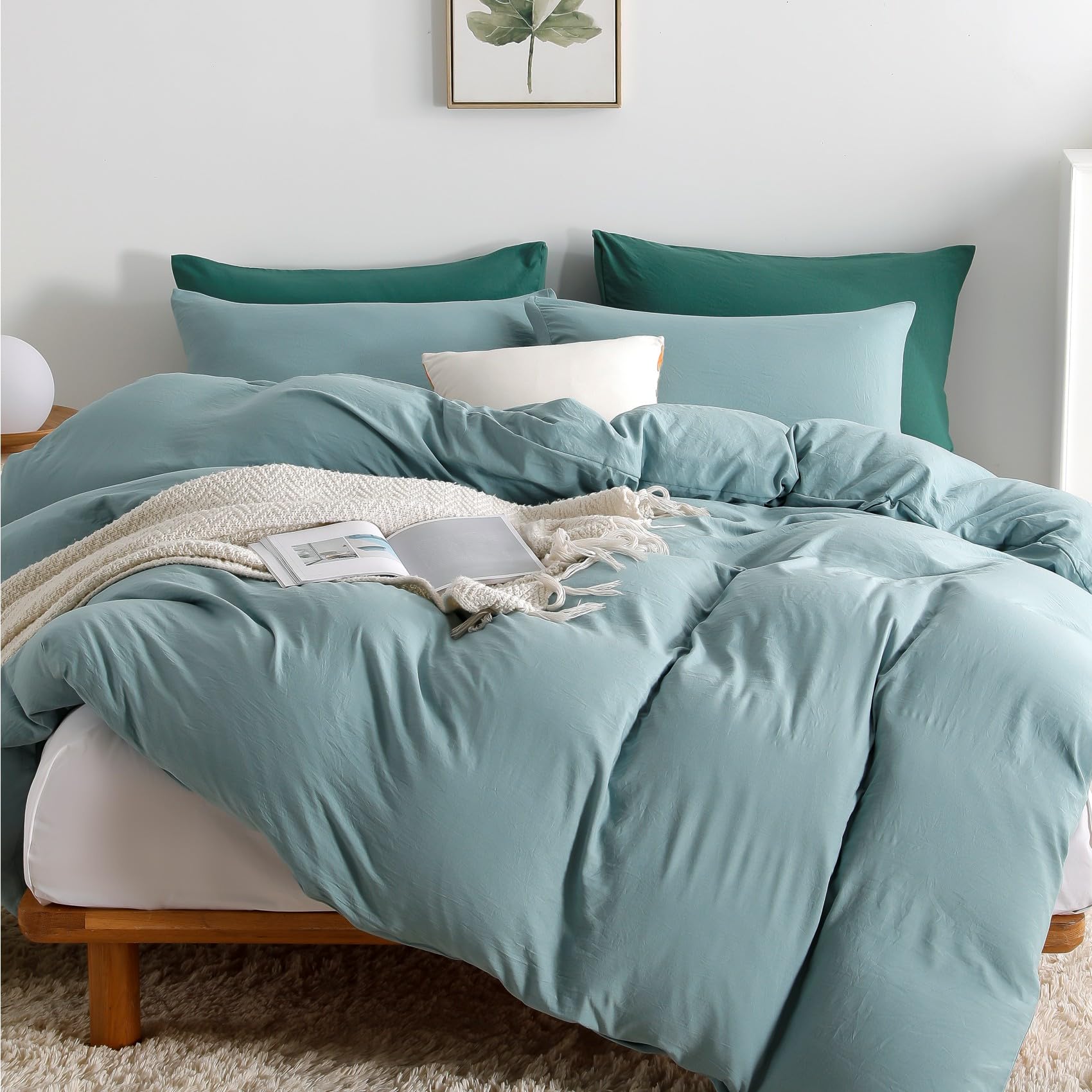 Duvet Cover Queen Size, Microfiber Duvet Cover with Zipper, Duvet Cover Set with 2 Pillow Shams, Soft Comforter Cover Queen Size, 90 x 90
