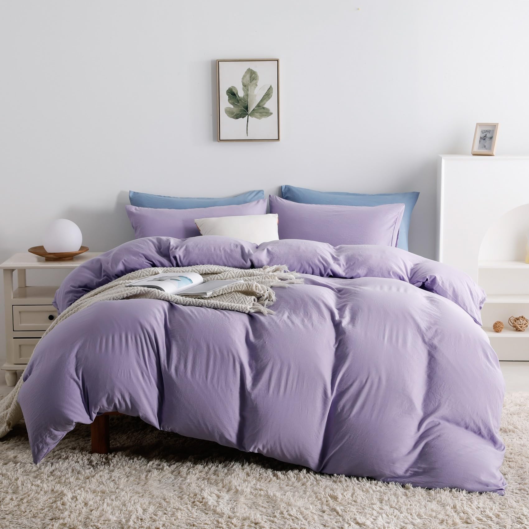 Duvet Cover Queen Size, Microfiber Duvet Cover with Zipper, Duvet Cover Set with 2 Pillow Shams, Soft Comforter Cover Queen Size, 90 x 90