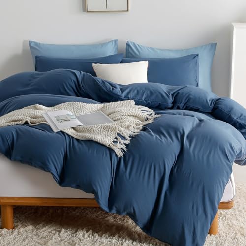 Duvet Cover Queen Size, Microfiber Duvet Cover with Zipper, Duvet Cover Set with 2 Pillow Shams, Soft Comforter Cover Queen Size, 90 x 90