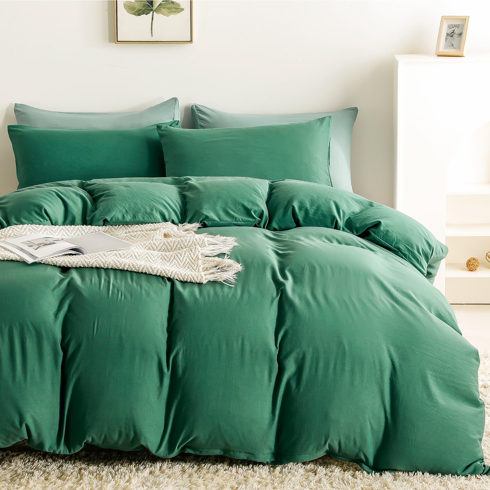 Duvet Cover Queen Size, Microfiber Duvet Cover with Zipper, Duvet Cover Set with 2 Pillow Shams, Soft Comforter Cover Queen Size, 90 x 90