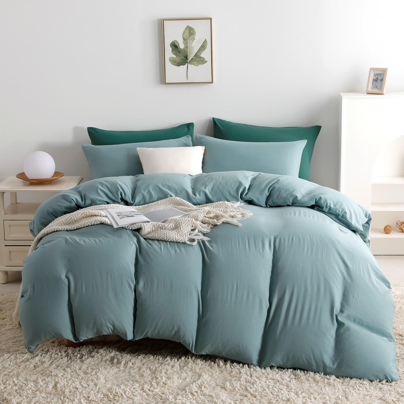 Duvet Cover Queen Size, Microfiber Duvet Cover with Zipper, Duvet Cover Set with 2 Pillow Shams, Soft Comforter Cover Queen Size, 90 x 90