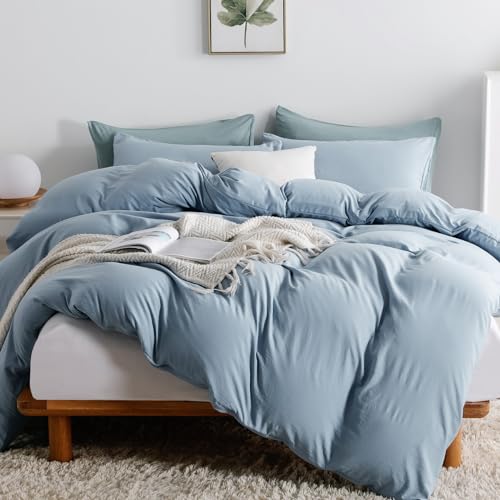 Duvet Cover Queen Size, Microfiber Duvet Cover with Zipper, Duvet Cover Set with 2 Pillow Shams, Soft Comforter Cover Queen Size, 90 x 90