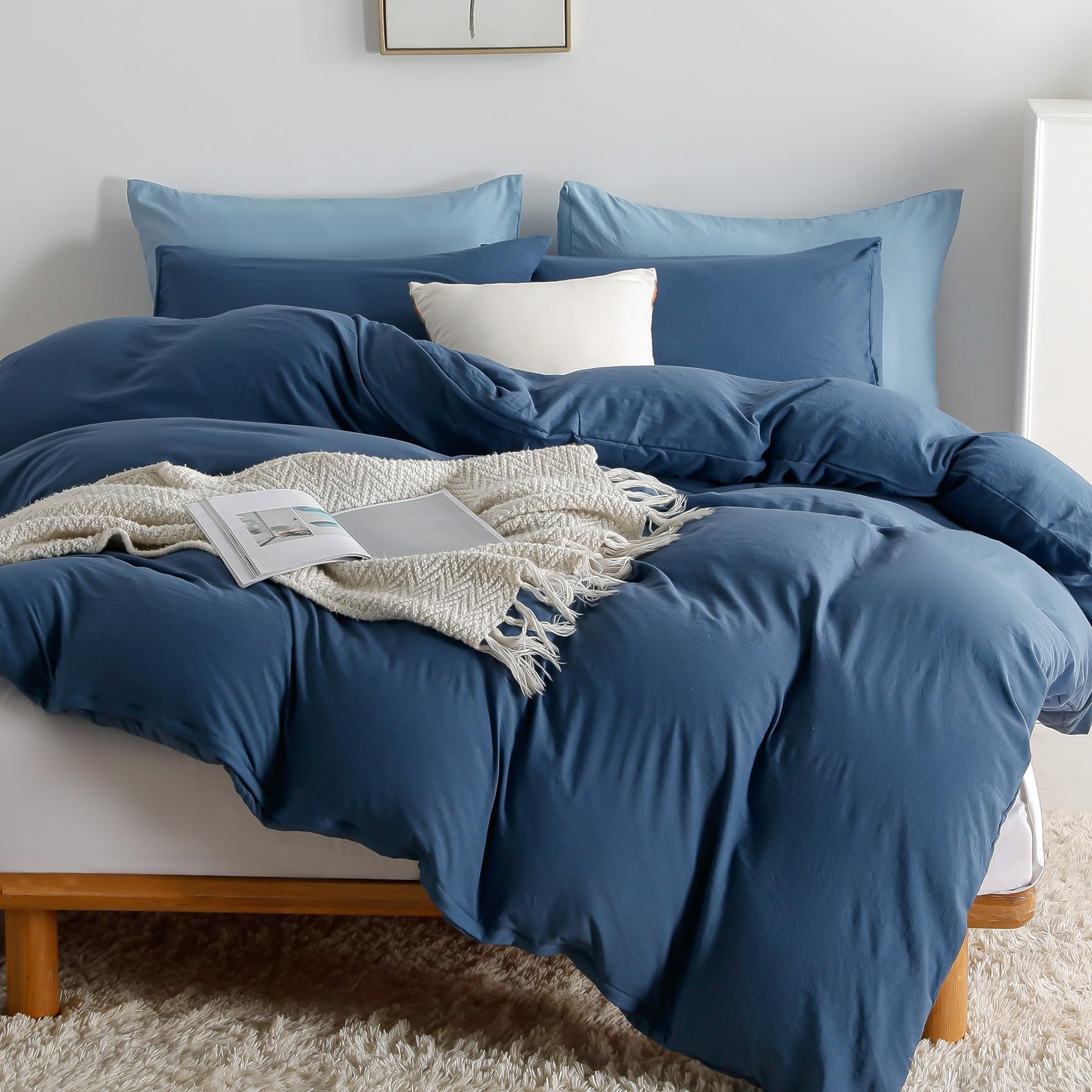Duvet Cover Queen Size, Microfiber Duvet Cover with Zipper, Duvet Cover Set with 2 Pillow Shams, Soft Comforter Cover Queen Size, 90 x 90